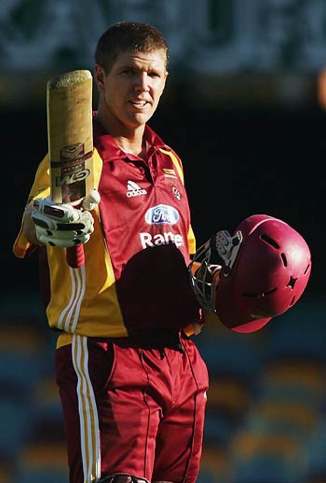 James Hopes, the Queensland opener, acknowledges the crowd after completing his century against Tasmania, Queensland v New South Wales, Ford Ranger Cup, Brisbane, October 25, 2006
