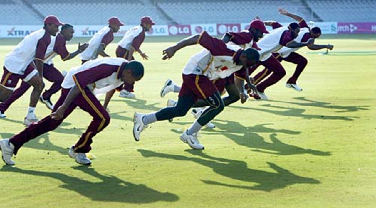 West Indies players go for a jog, Ahmedabad, October 25, 2006