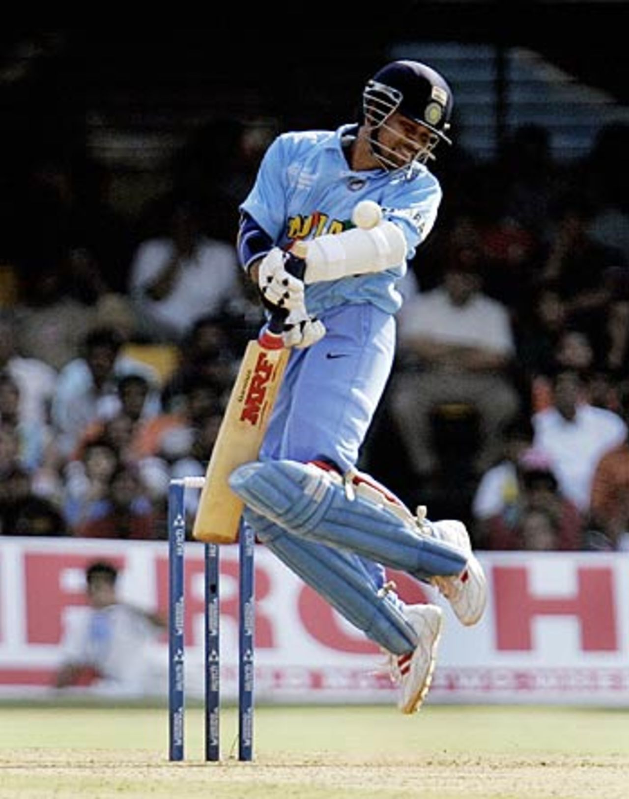 Sachin Tendulkar gets a dose of the short stuff, India v West Indies, 9th match, Champions Trophy, Ahmedabad, October 26, 2006