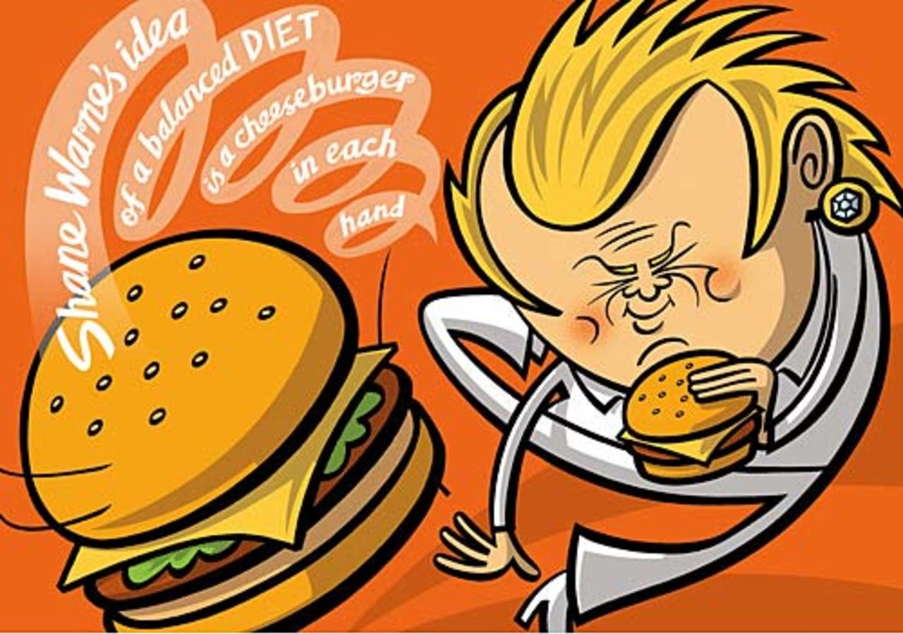 A cartoon of Shane Warne in <i>Postcards from the Sledge</i>