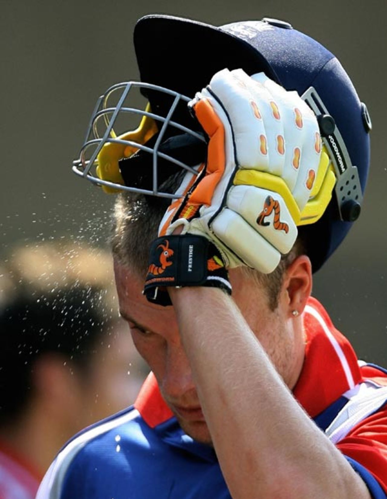 Sweat pours off Andrew Flintoff after a net session, Ahmedabad, October 27, 2006