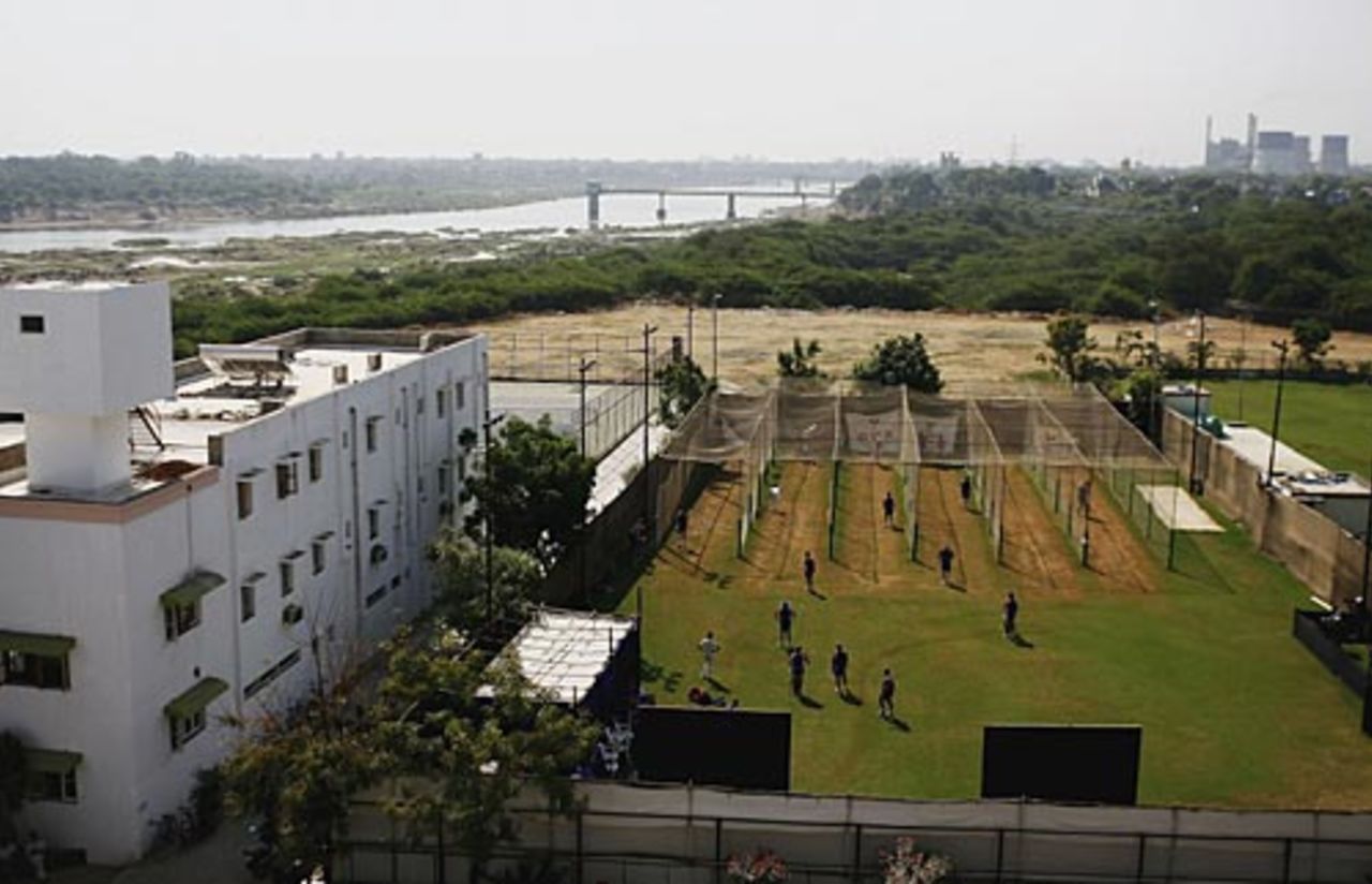 A general view of England's net session at Ahmedabad, October 27, 2006