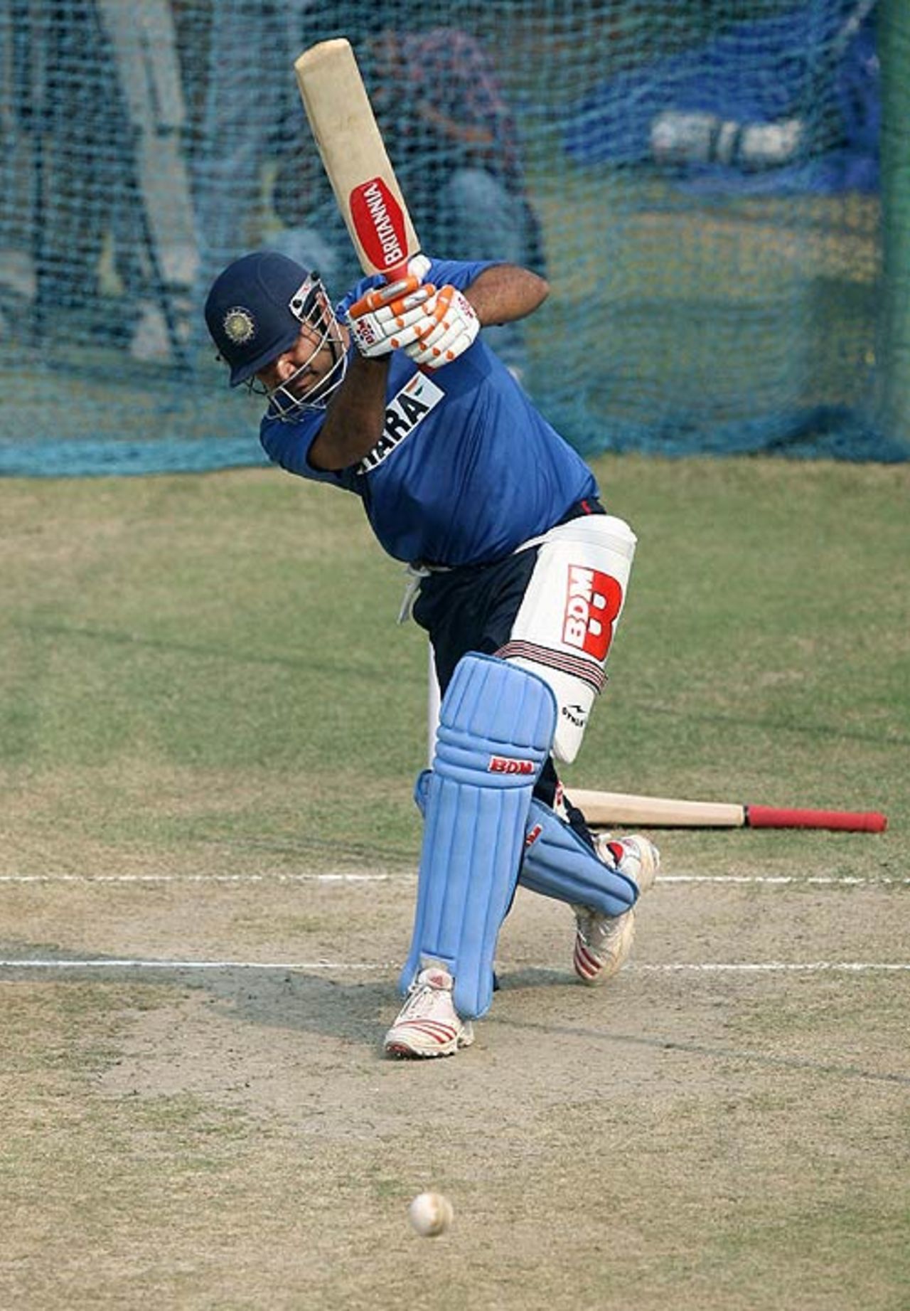Virender Sehwag plays a straight drive, Mohali, October 28, 2007