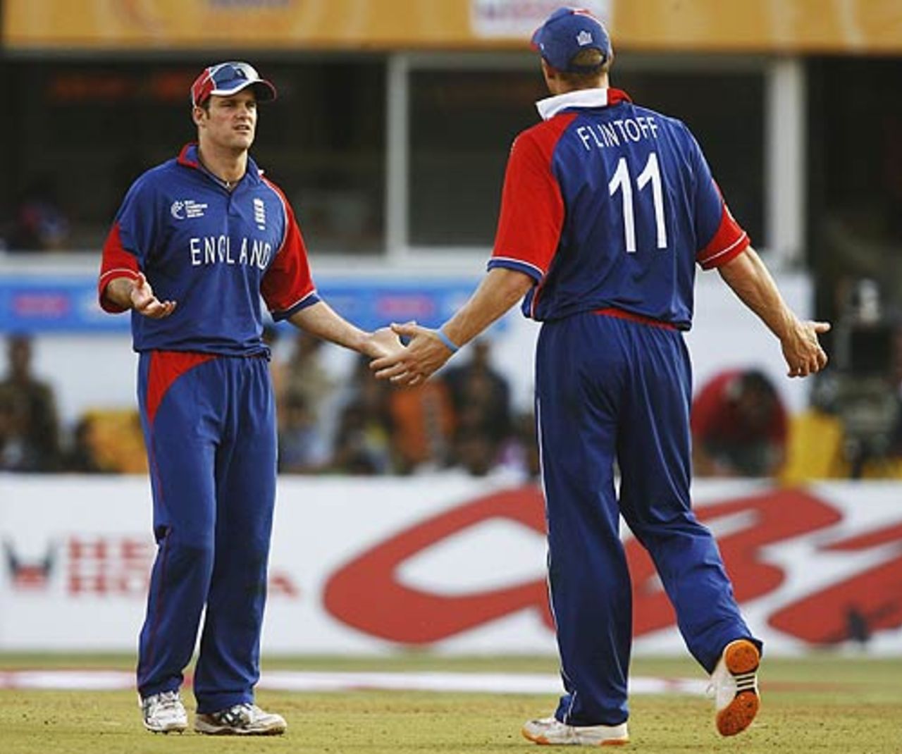 "What, like you've got a better idea?" Andrew Strauss and Andrew Flintoff find the going tough, England v West Indies, 17th match, Champions Trophy, Ahmedabad, October 28, 2006