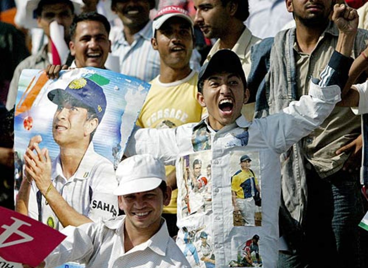 An Indian fan wears his support for Sachin Tendulkar on his shirt, India v Australia, 18th match, Champions Trophy, October 29, 2007