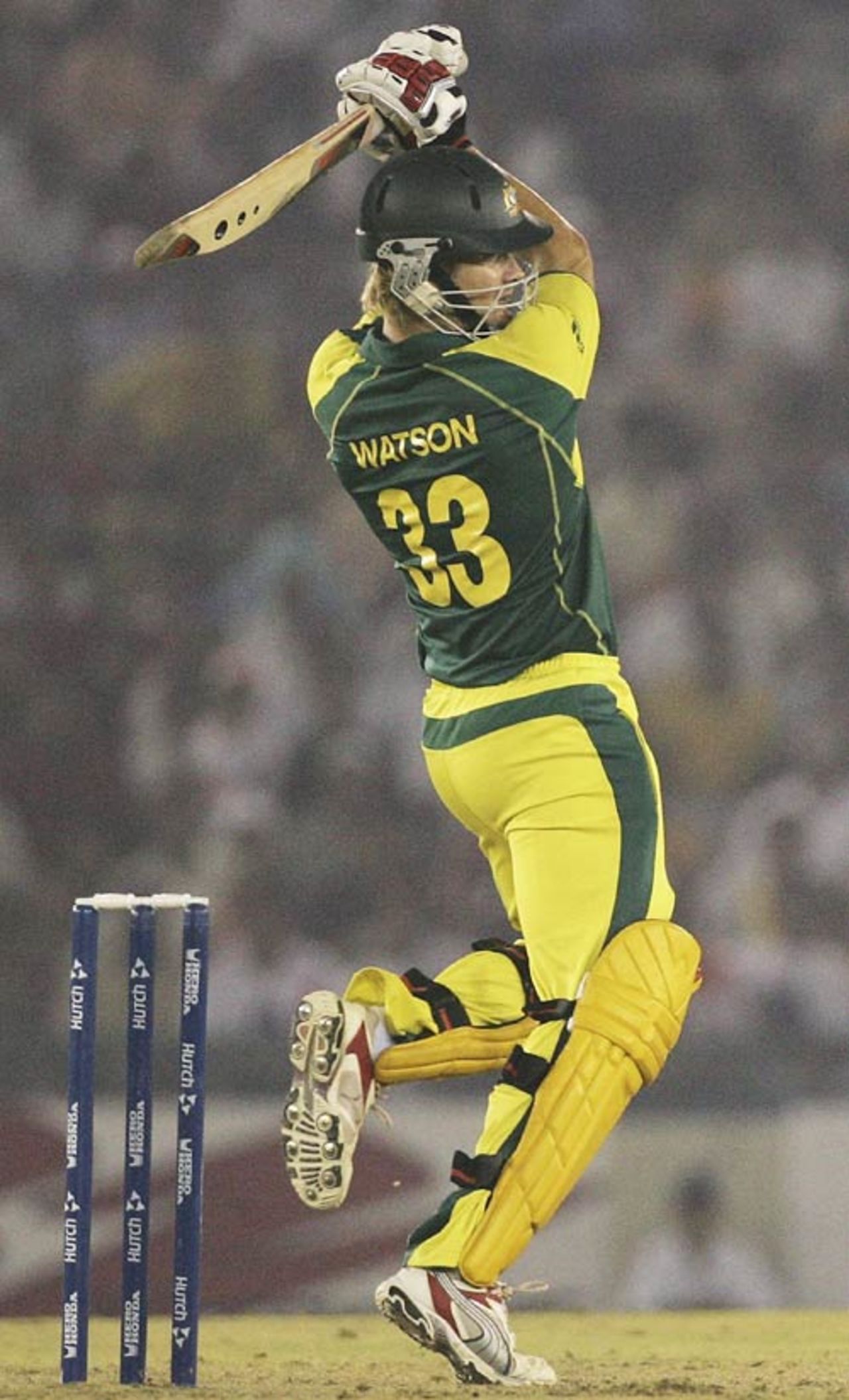 Shane Watson whiplashes a square drive, India v Australia, 18th match, Champions Trophy, October 29, 2007