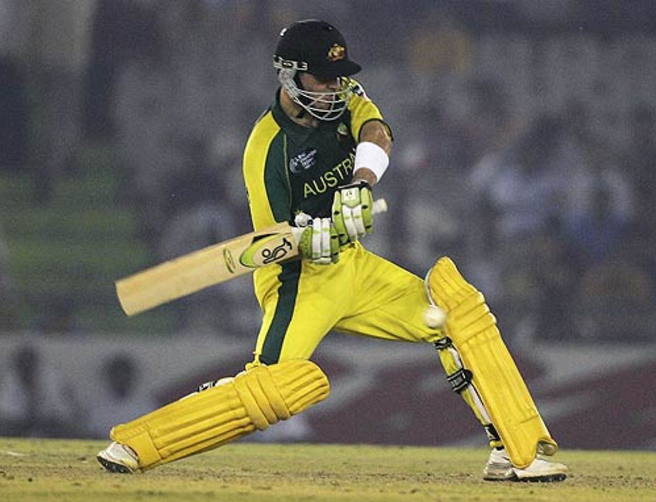 Damien Martyn cuts during his half-century, India v Australia, 18th match, Champions Trophy, October 29, 2007