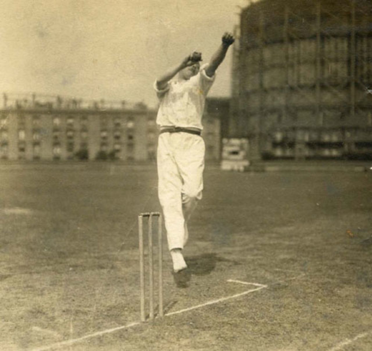 Bill Bradley in a posed shot at The Oval, circa 1900