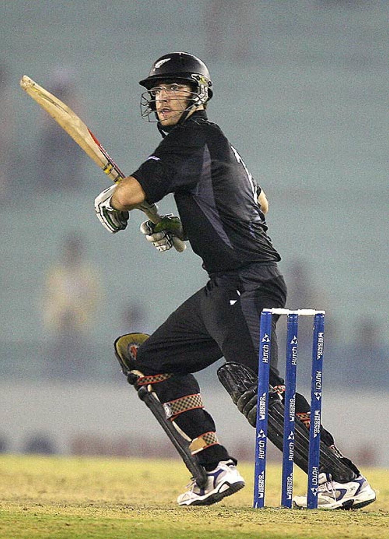 Daniel Vettori exploits a gap on the off side, Australia v New Zealand, 1st semi-final, Champions Trophy, Mohali, November 1, 2006