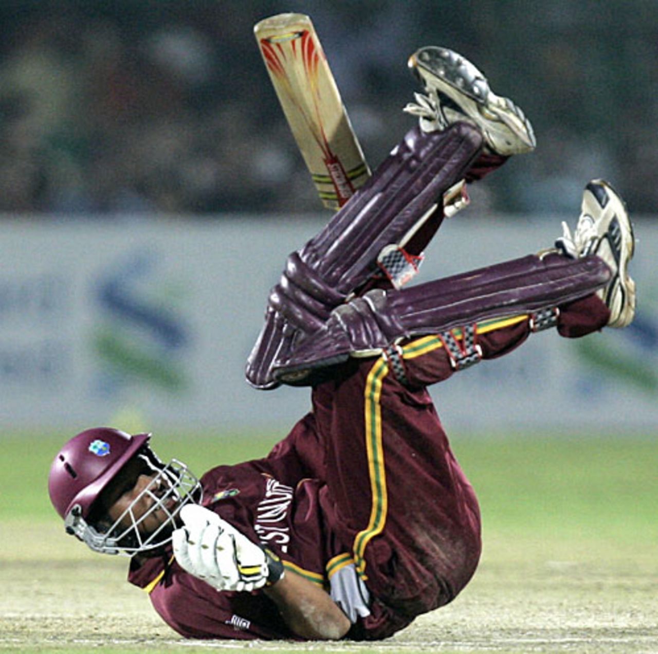 Ramnaresh Sarwan evades an Andre Nel bouncer, South Africa v West Indies, 2nd semi-final, Champions Trophy, Jaipur, November 2, 2006