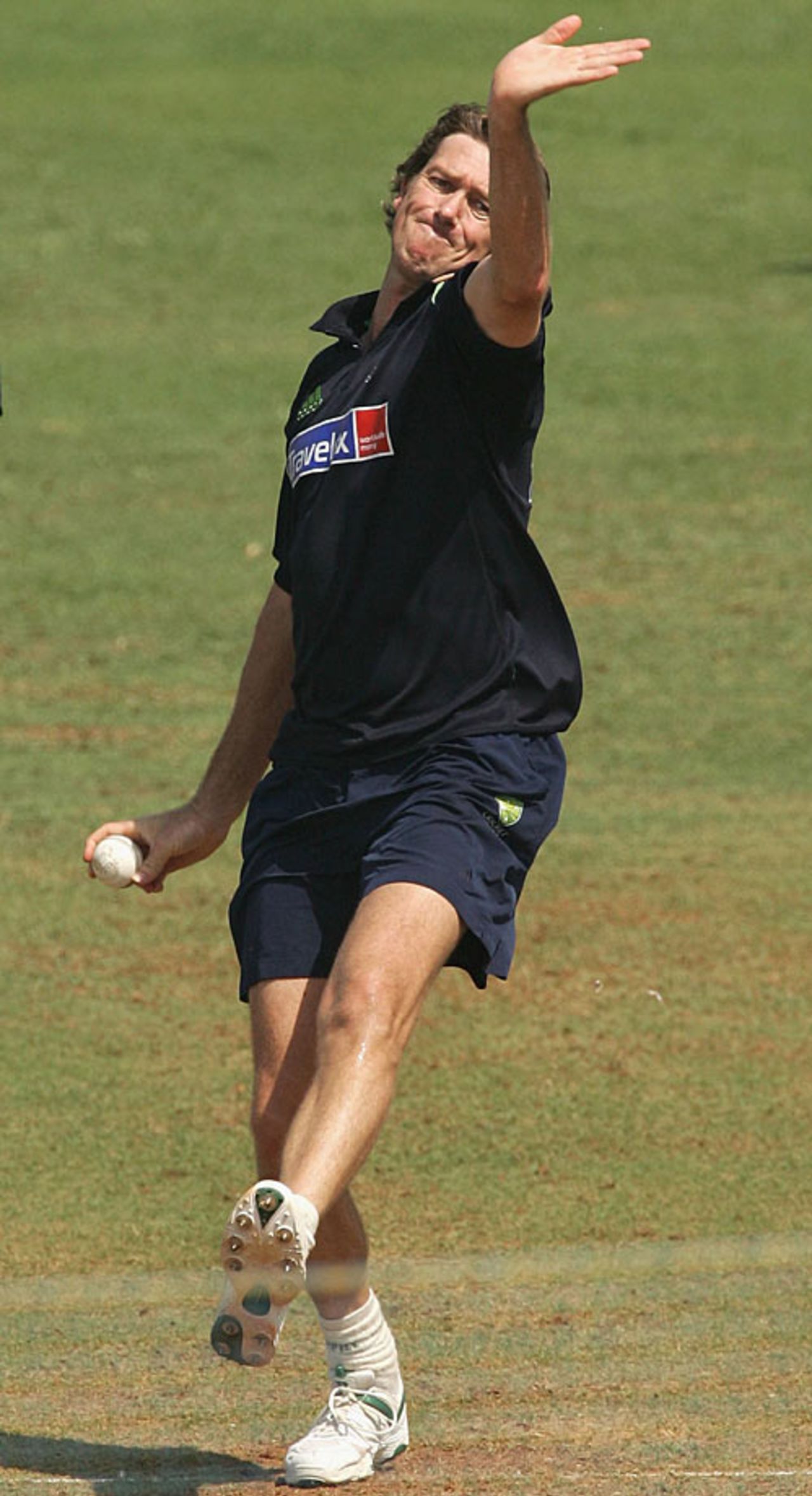 Glenn McGrath pings down another delivery in the nets, Brabourne Stadium, Mumbai, November 3, 2006