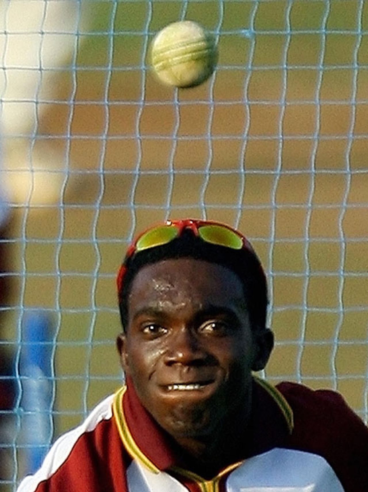 Jerome Taylor sends down a delivery in the nets ahead of Sunday's ICC Champions Trophy final against Australia, Mumbai, November 4, 2006