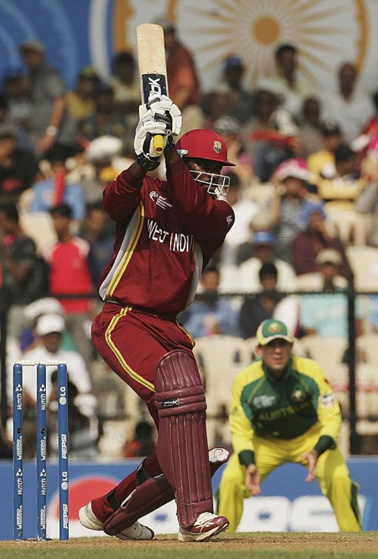 Chris Gayle bashes one through the off side, West Indies v Australia, Champions Trophy final, Mumbai, November 5, 2006