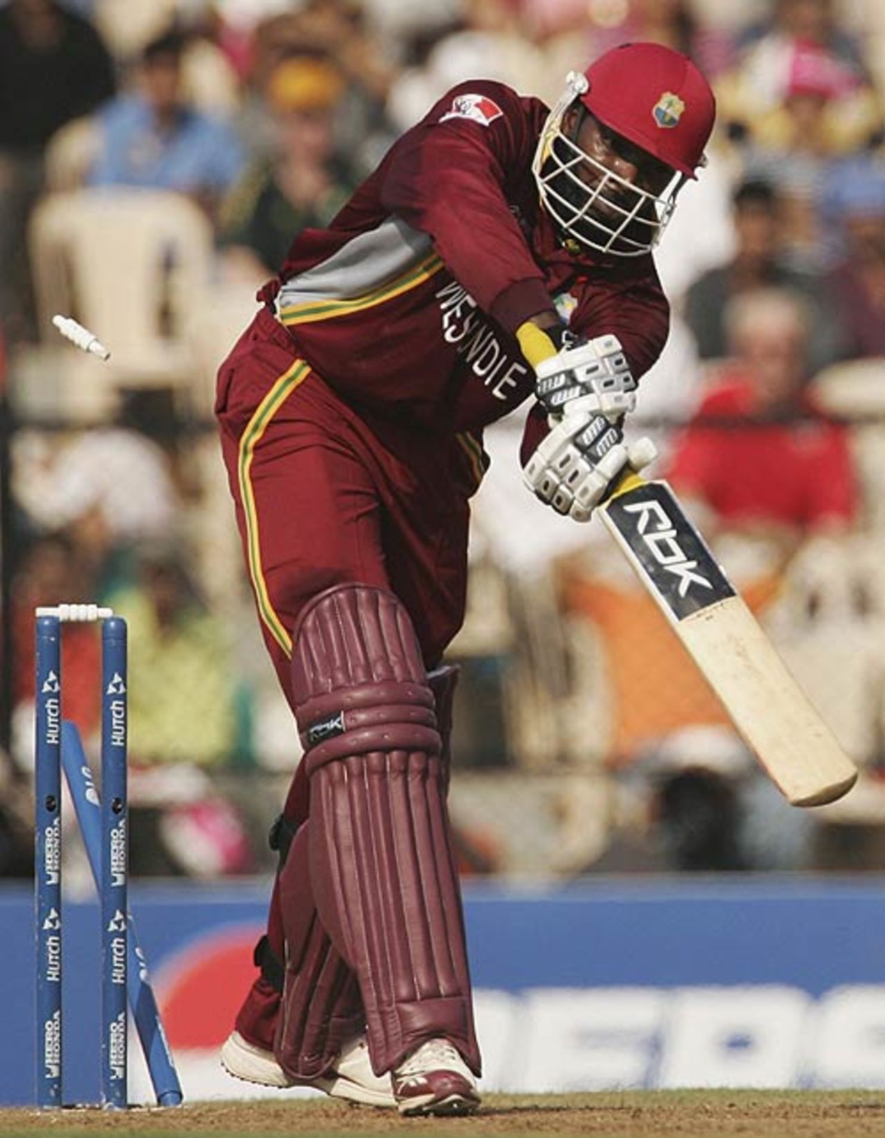 Chris Gayle was bowled for 37 off 27 balls, West Indies v Australia, Champions Trophy final, Mumbai, November 5, 2006