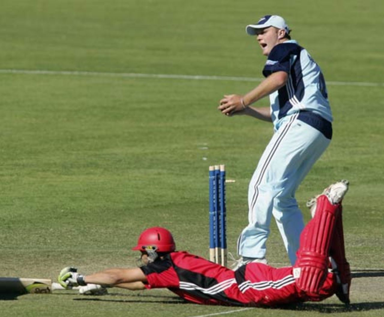 Graham Manou dives for his ground as Doug Bollinger appeals,  South Australia v  New South Wales, Ford Ranger Cup, Adelaide Oval, November 8, 2006 