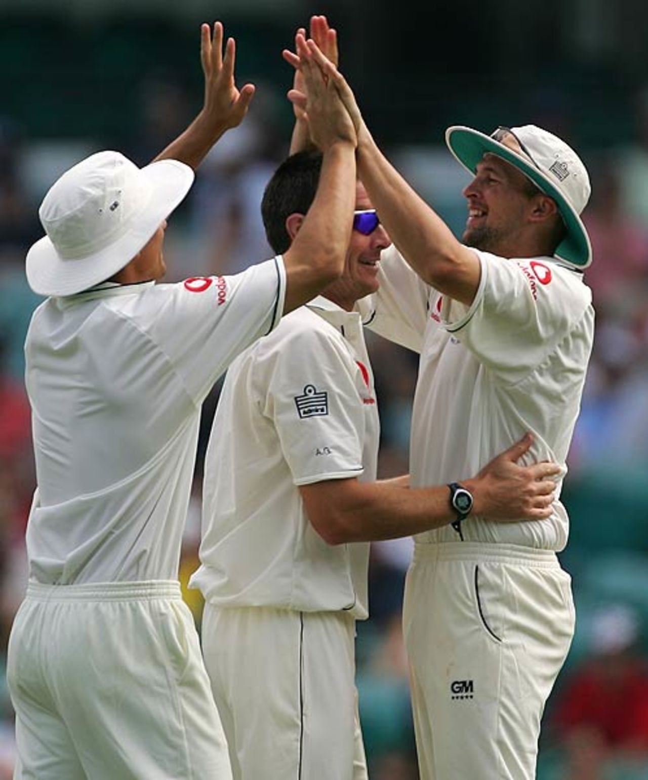 Ashley Giles and Steve Harmison celebrate a wicket, New South Wales v England XI, SCG, November 12, 2006