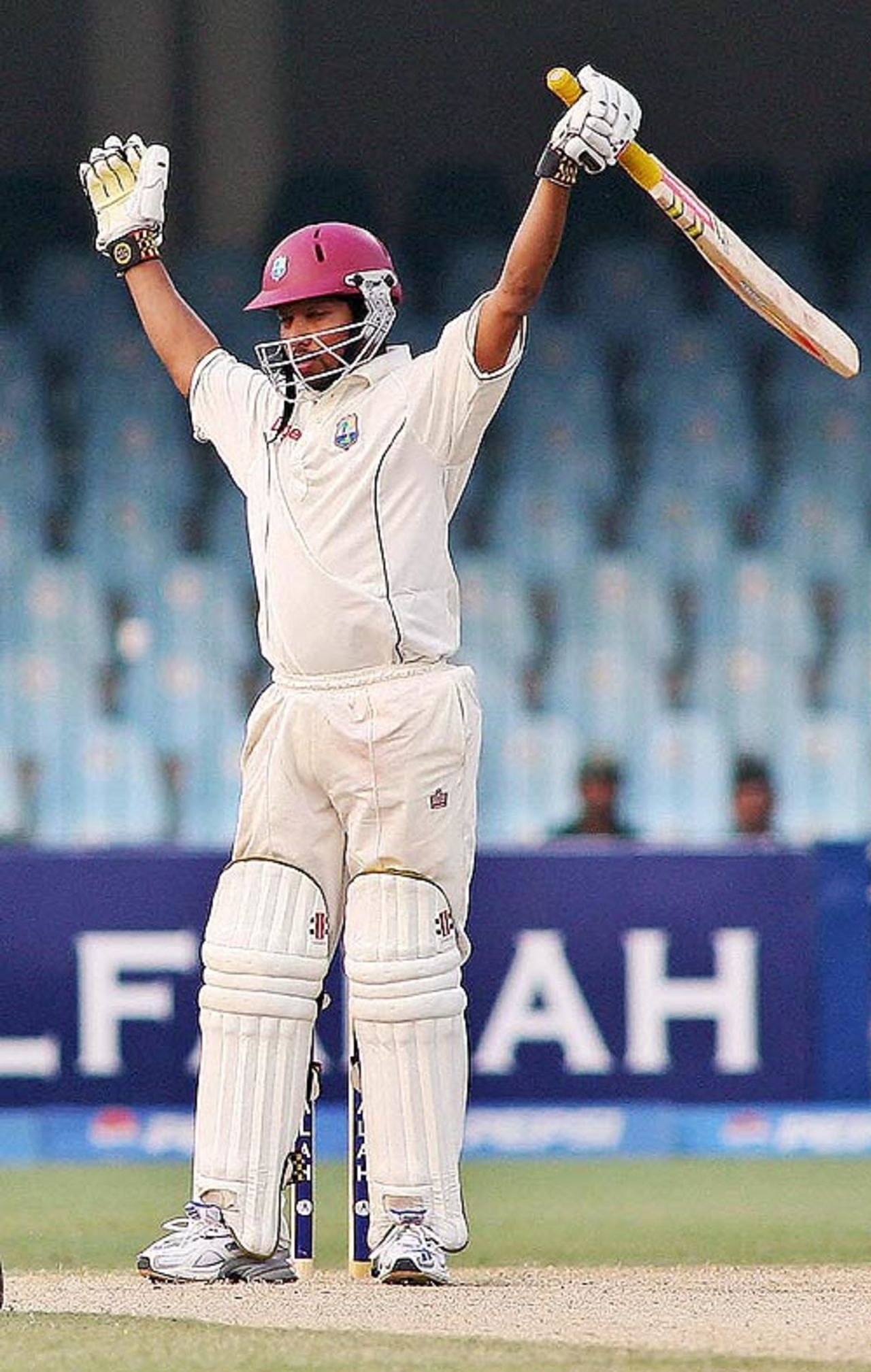 Ramnaresh Sarwan raises his hands at Lahore, Pakistan v West Indies, 1st Test, November 13, 2006
