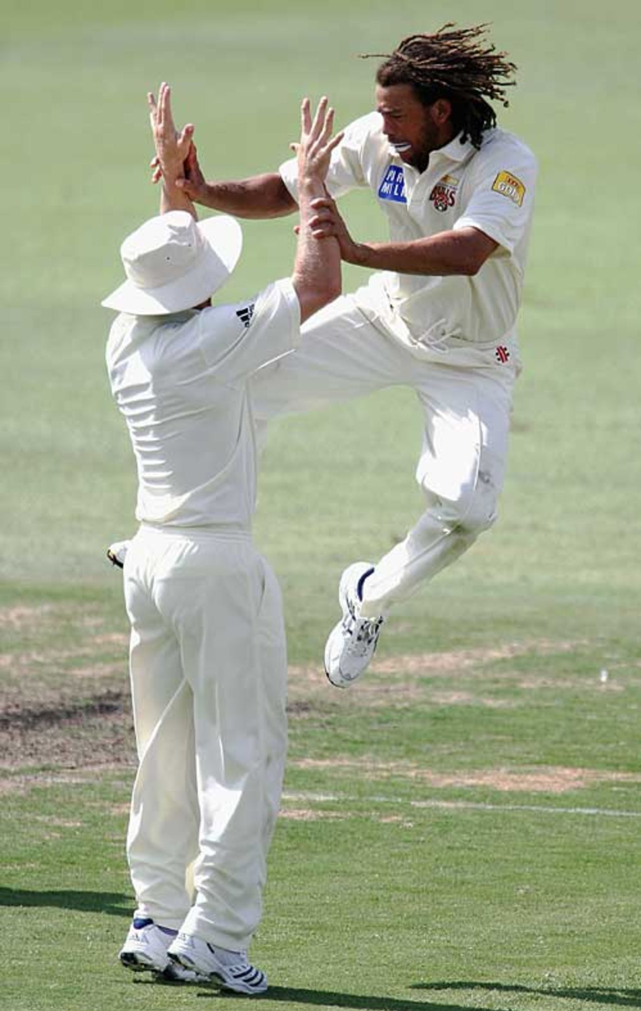 Andrew Symonds leaps in celebration after removing Chris Rogers, Western Australia v Queensland, Pura Cup, WACA, November 14, 2006