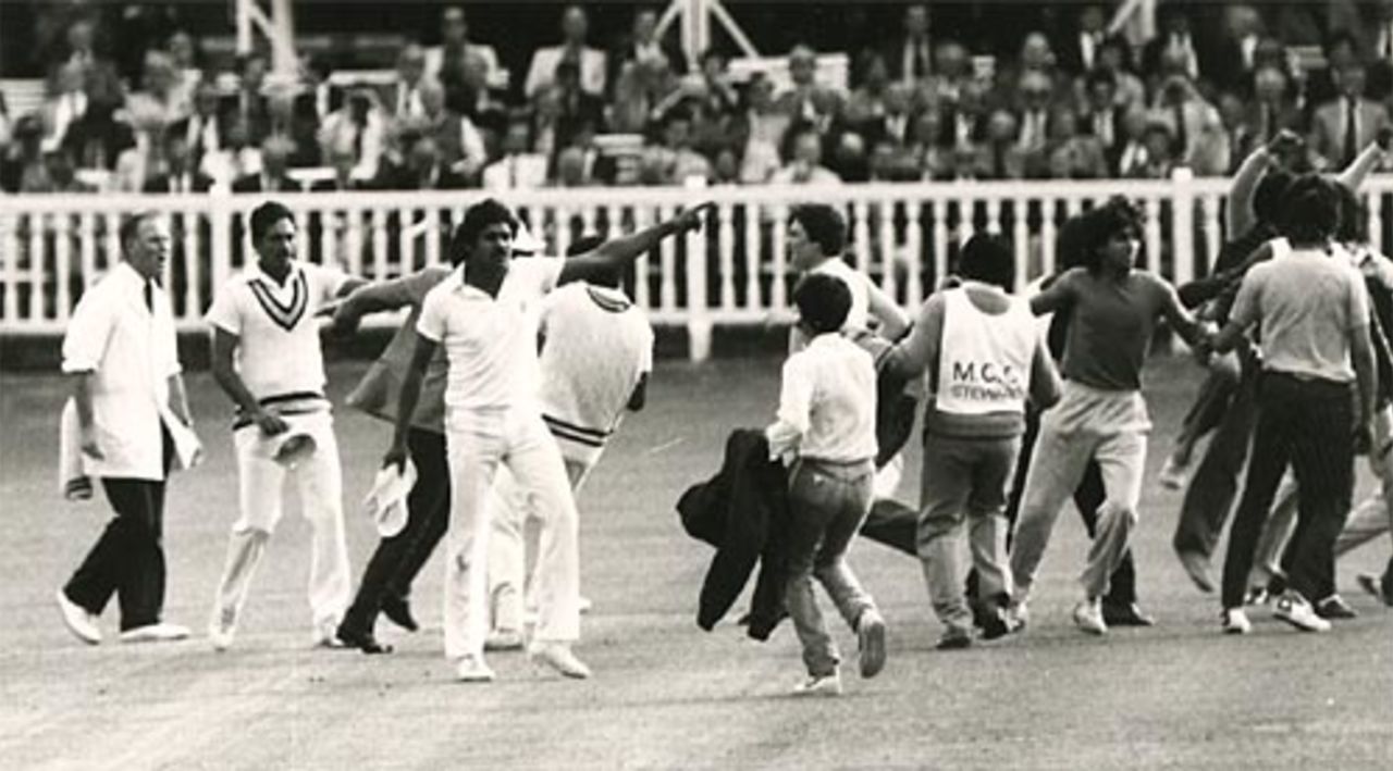 One of many pitch invasions during the World Cup final, India v West Indies, Prudential World Cup final, June 25, 1983