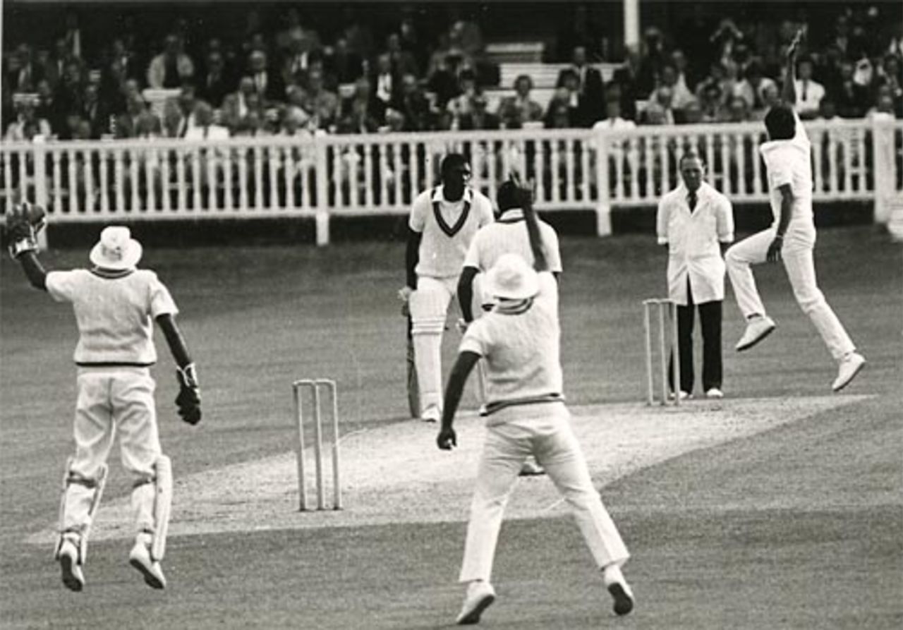 Almost there ... Kapil Dev traps Andy Roberts lbw as India are one wicket from victory, India v West Indies, Prudential World Cup final, June 25, 1983
