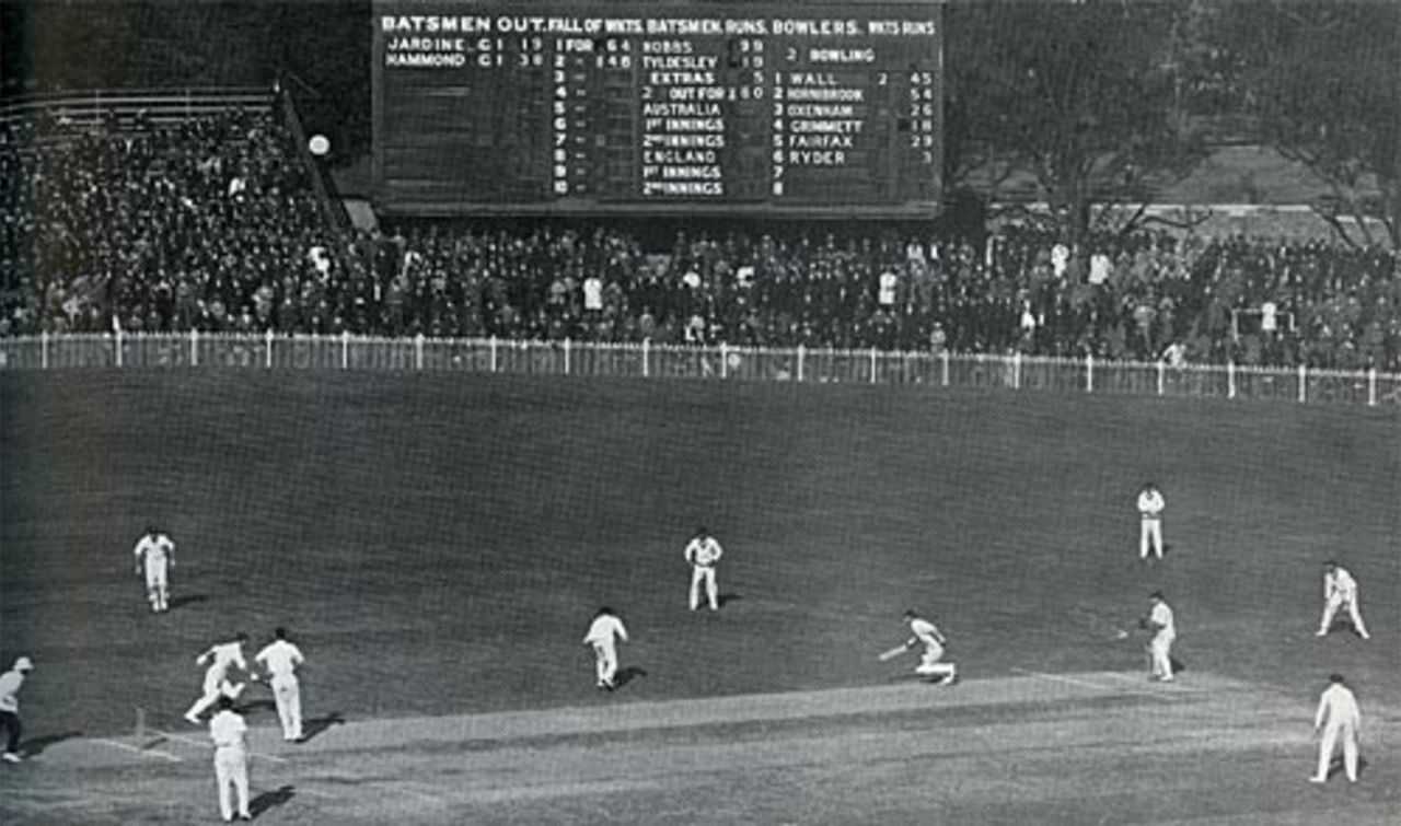 Jack Hobbs sets off for the single that brought him his hundred, Australia v England, 5th Test, Sydney  March 8, 1929