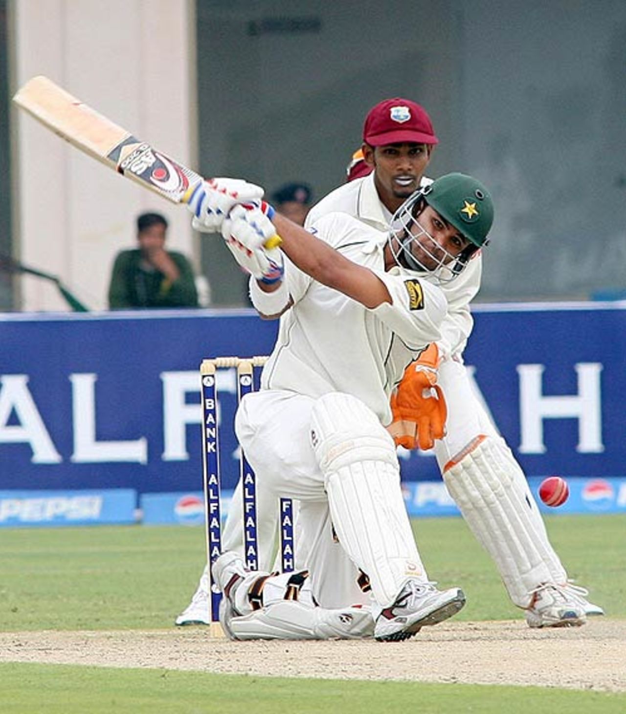 Imran Farhat attempts a slog sweep, Pakistan v West Indies, 2nd Test, Multan, 1st day, November 19, 2006