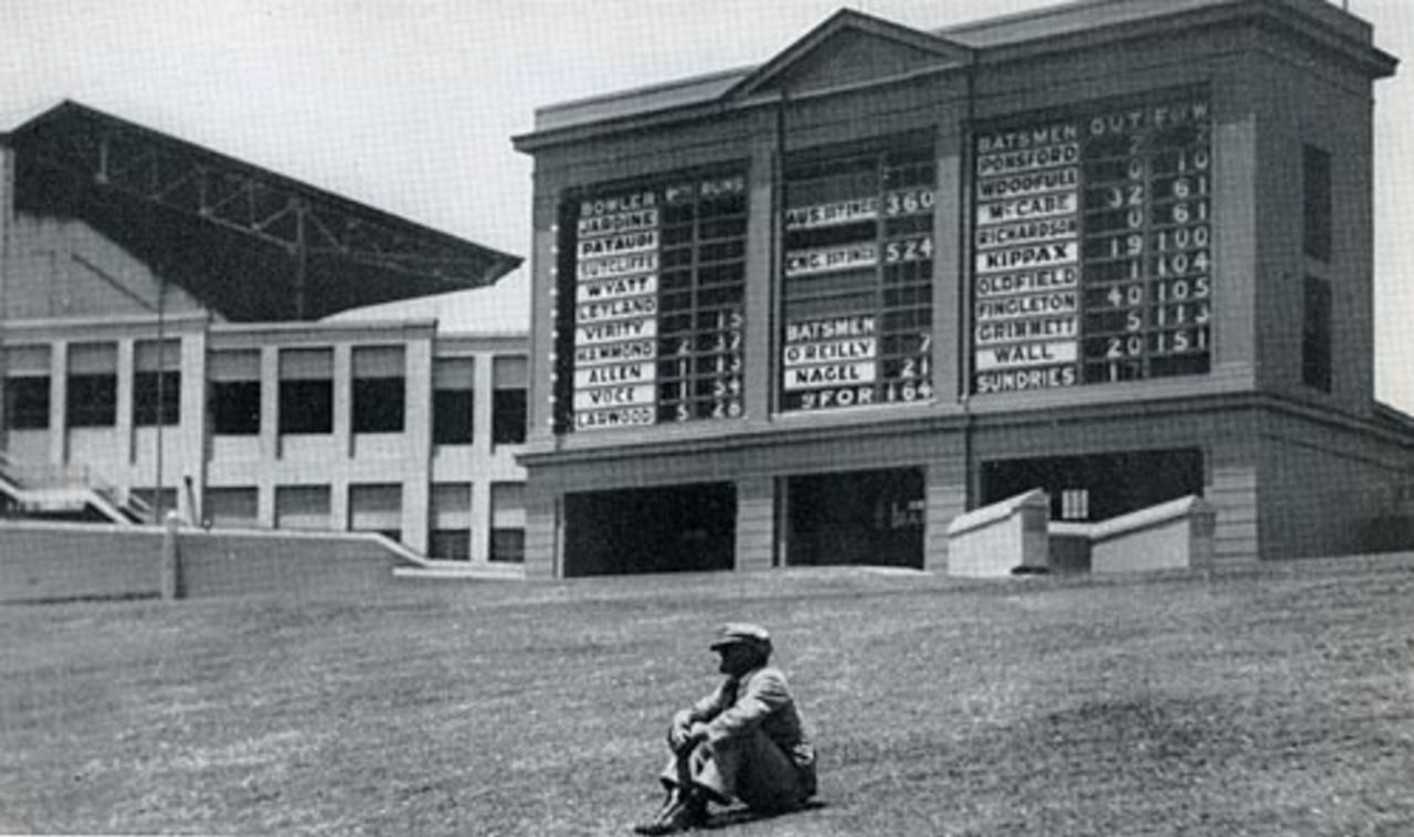 A lone spectator watches the end of the Sydney Test. England resumed needing one run with all their wickets intact, Australia v England, SCG, 1st Test,  December 7, 1932