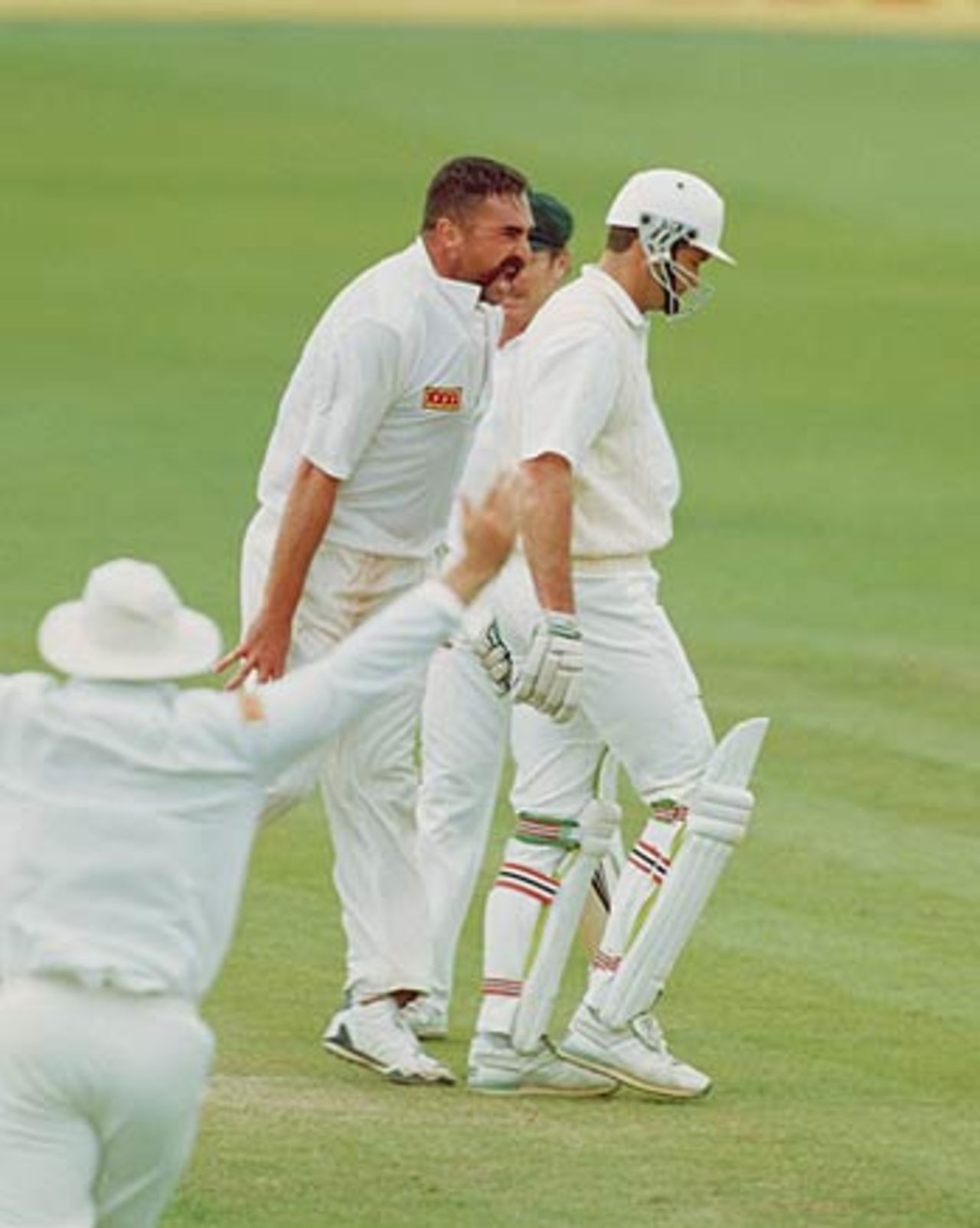 Merv Hughes gives Graeme Hick a piece of his mind, England v Australia, 1st Test, Old Trafford, June 1, 1993
