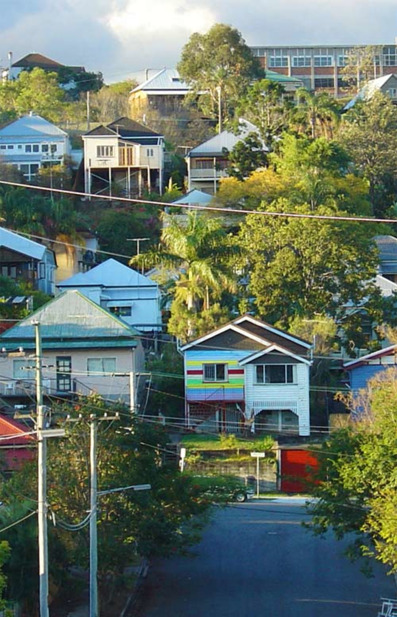 Streetscape of old houses in Paddington, Brisbane