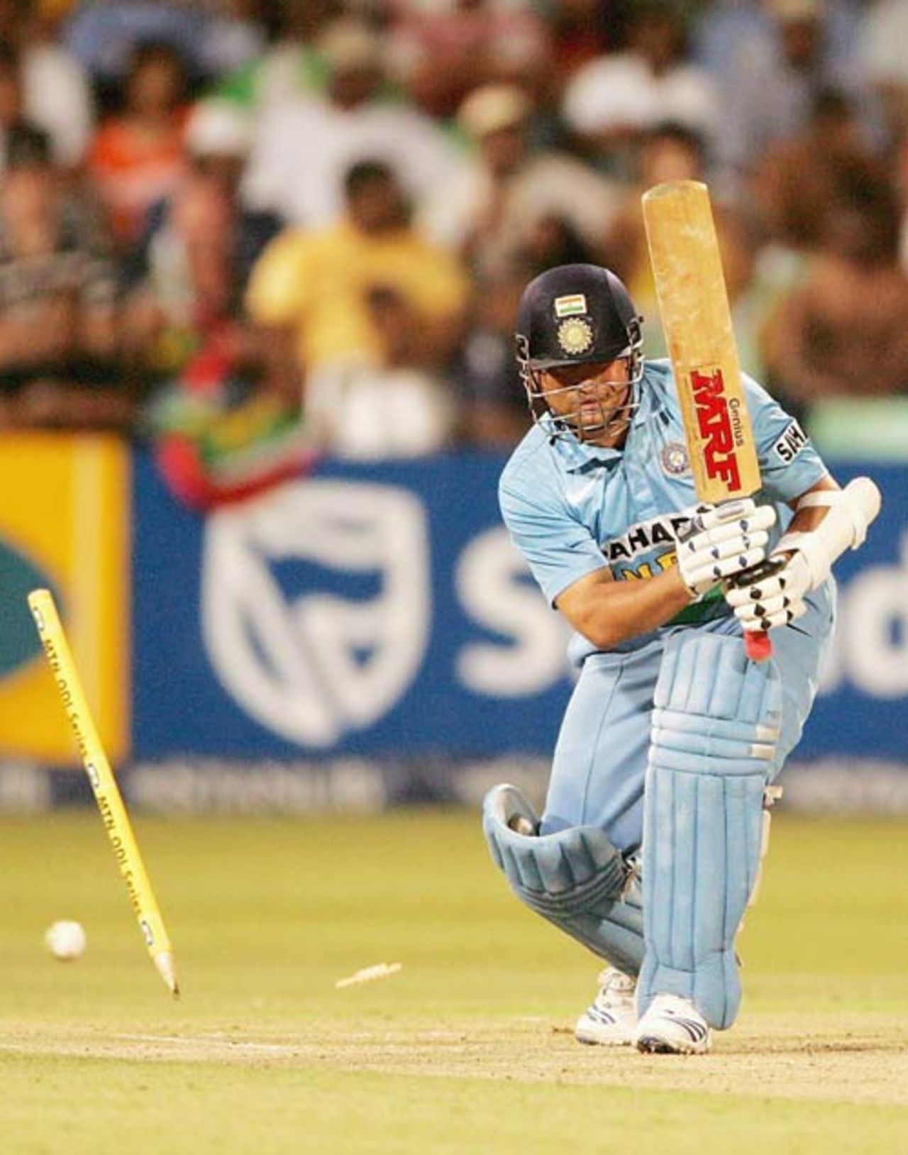 Sachin Tendulkar is cleaned up by Andre Nel, South Africa v India, 2nd ODI, Durban, November 22, 2006