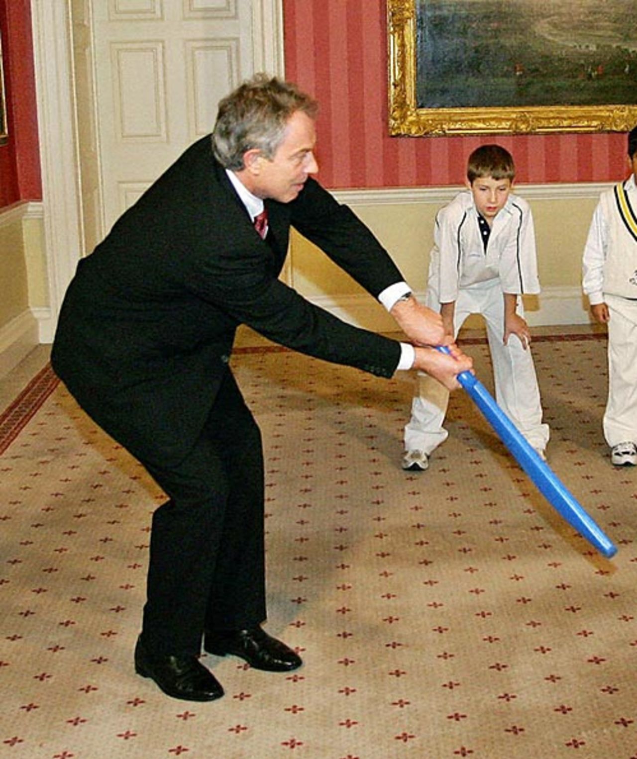 Tony Blair drives unconvincingly inside 10 Downing Street ahead of the first Test between Australia and England, London, November 22, 2006