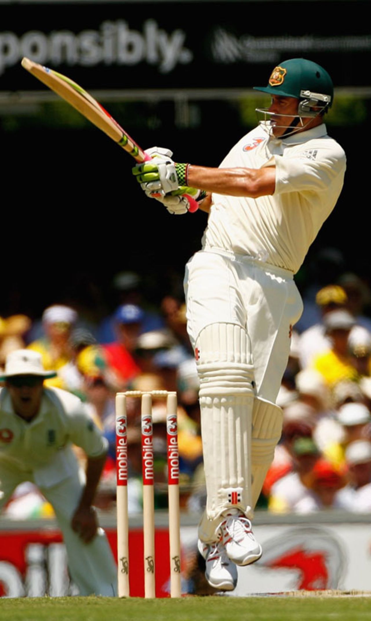 Matthew Hayden pulls for four, Australia v England, 1st Test, Brisbane, November 23, 2006