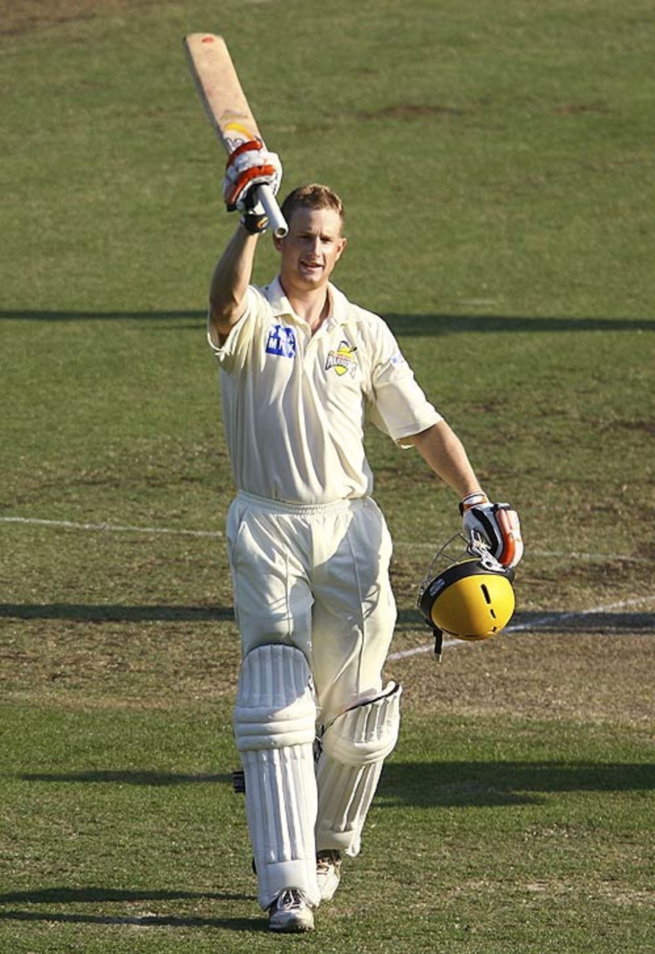 Adam Voges celebrates his second century of the season, New South Wales v Western Australia, Pura Cup, Sydney, November 24, 2006