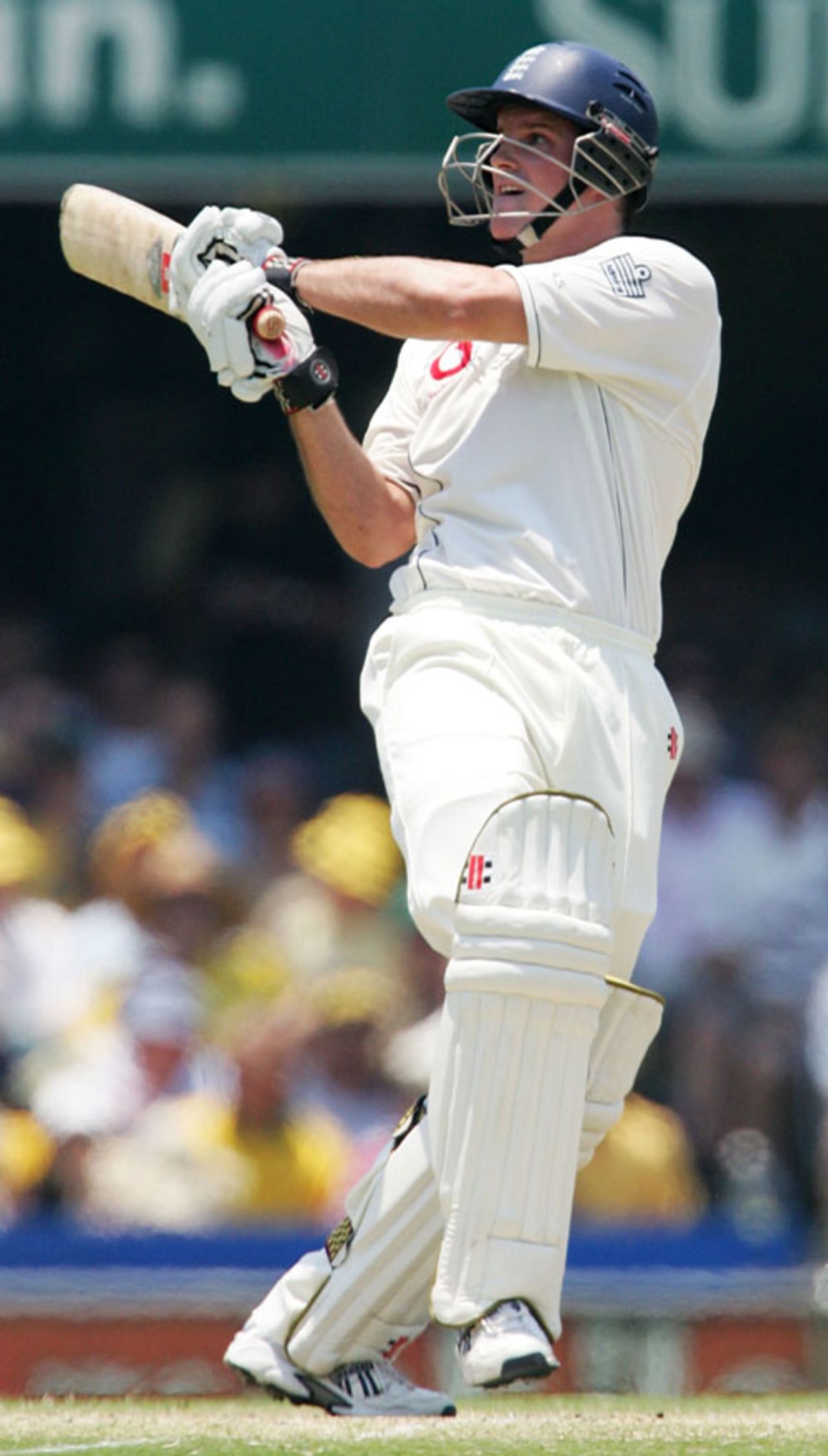 Andrew Strauss hooks...straight down the throat of long leg, Australia v England, 1st Test, Brisbane, November 26, 2006