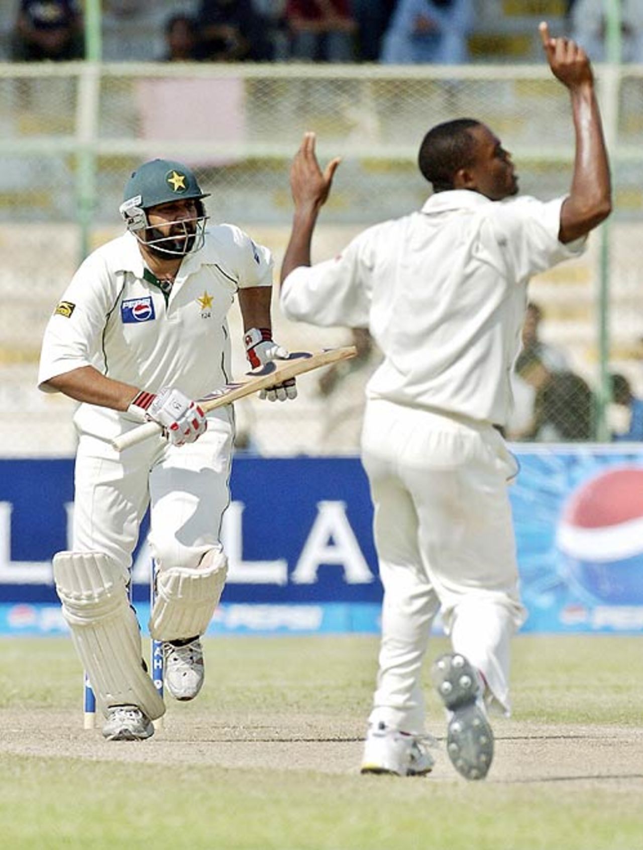 Inzamam-ul-Haq sneaks a single, Pakistan v West Indies, 3rd Test, Karachi, 3rd day, November 27, 2006