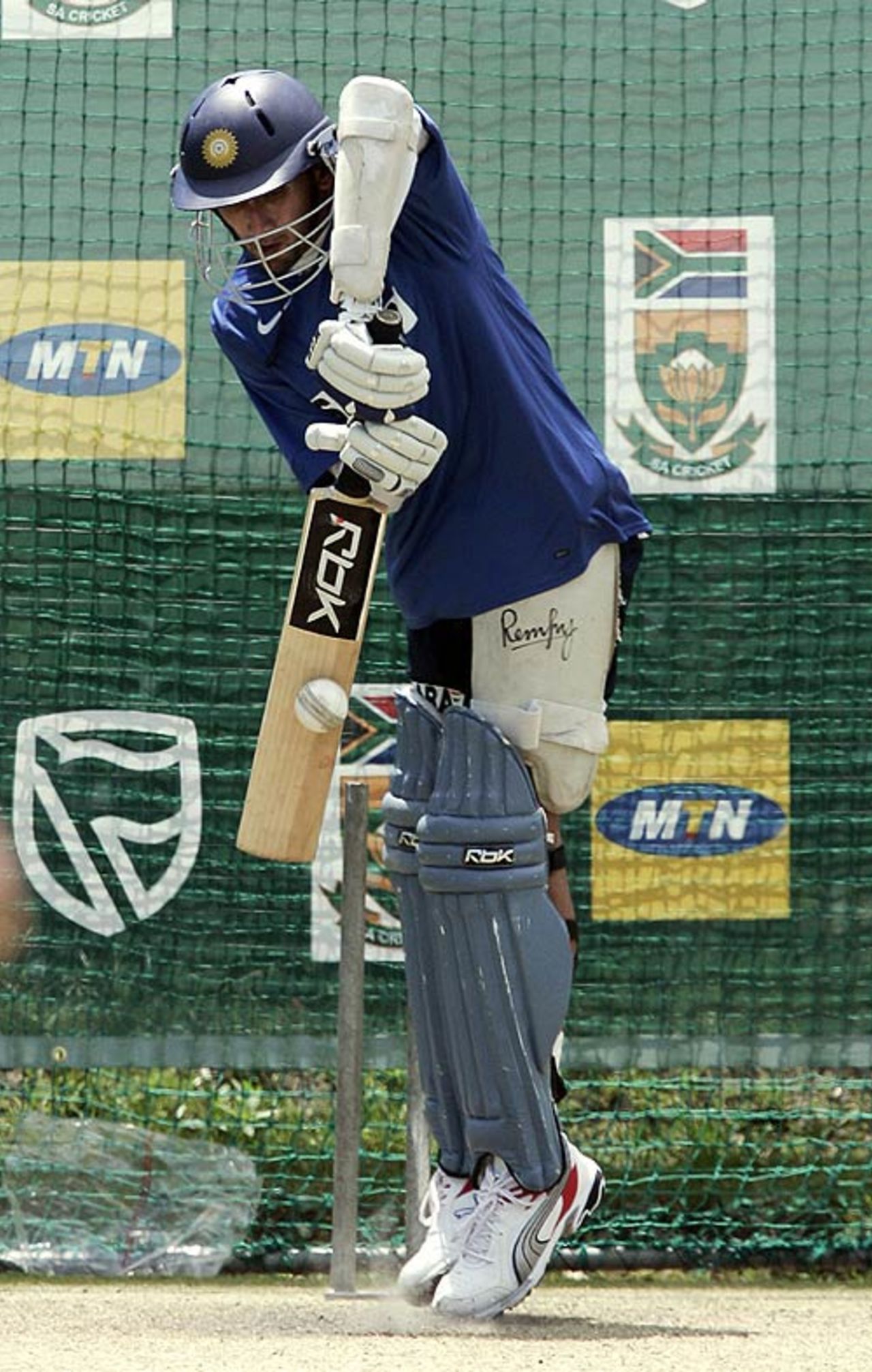 Ajit Agarkar bats at the St George Park nets, Pt Elizabeth, November 28, 2006