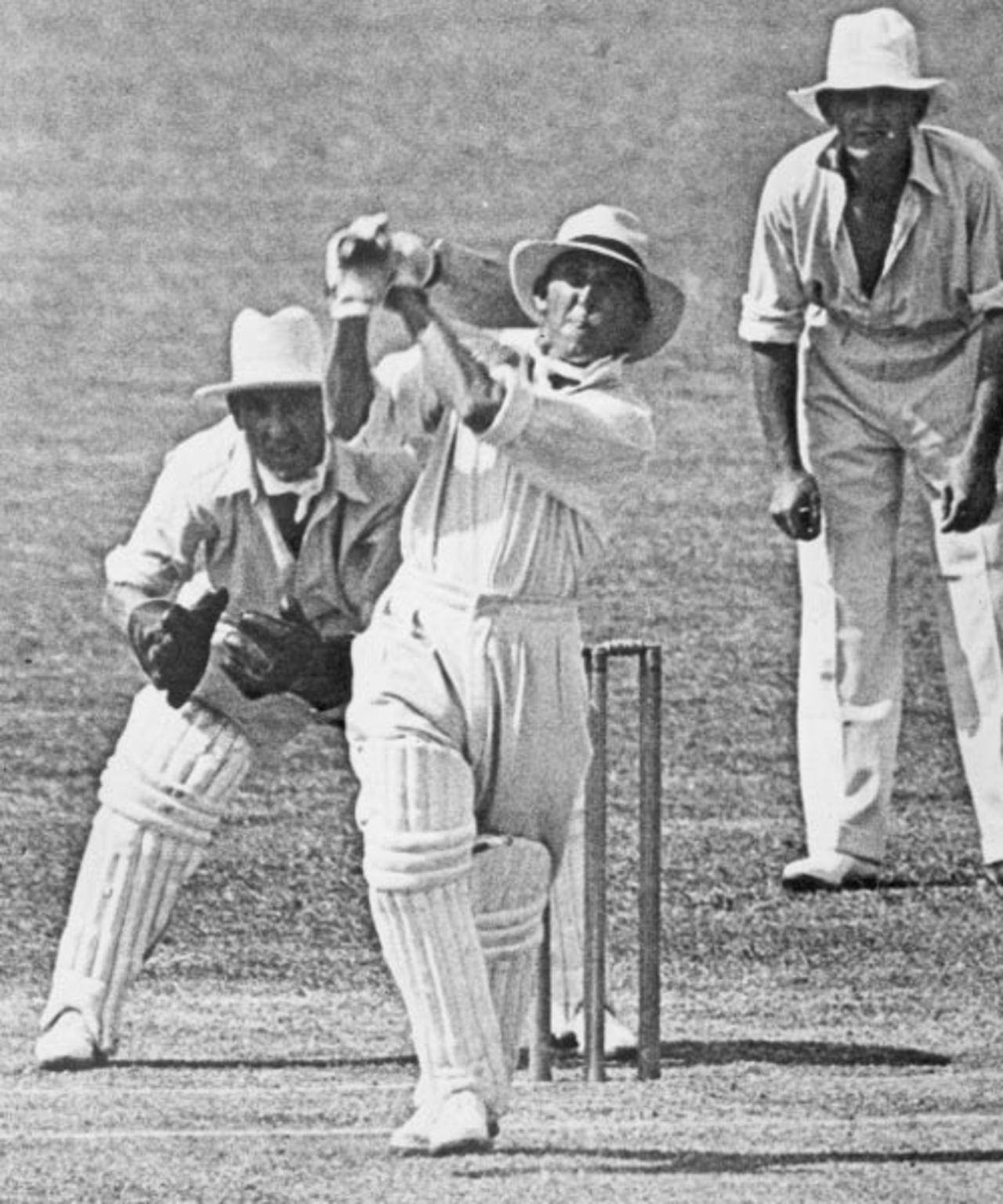 Eddie Paynter hits out during his heroic 83 at Brisbane, Australia v England, 4th Test, Brisbane, February 13, 1933
