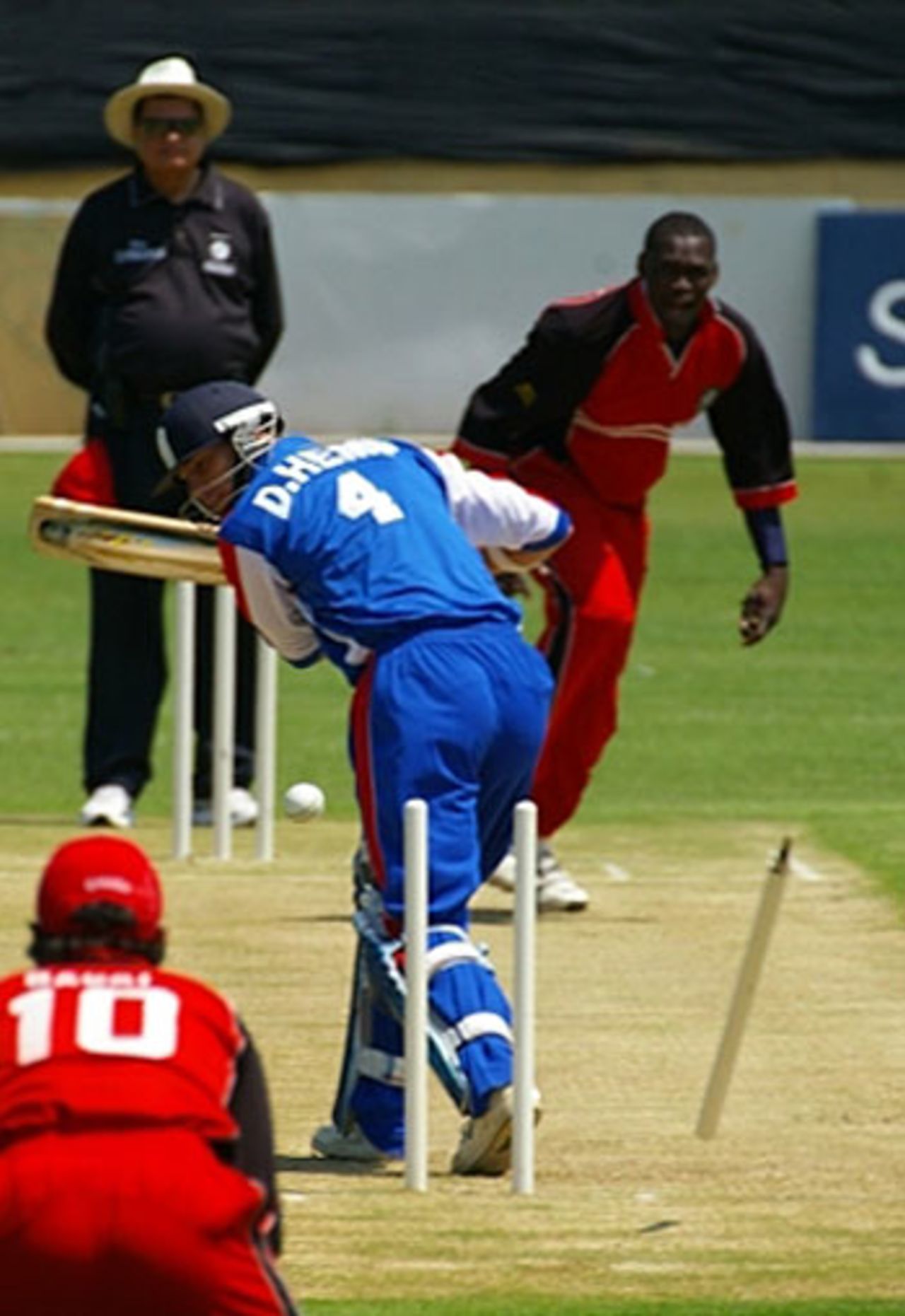 David Hemp is bowled by Henry Osinde, Bermuda v Canada, 4th match, ICC Tri-Series, Benoni, November 30, 2006