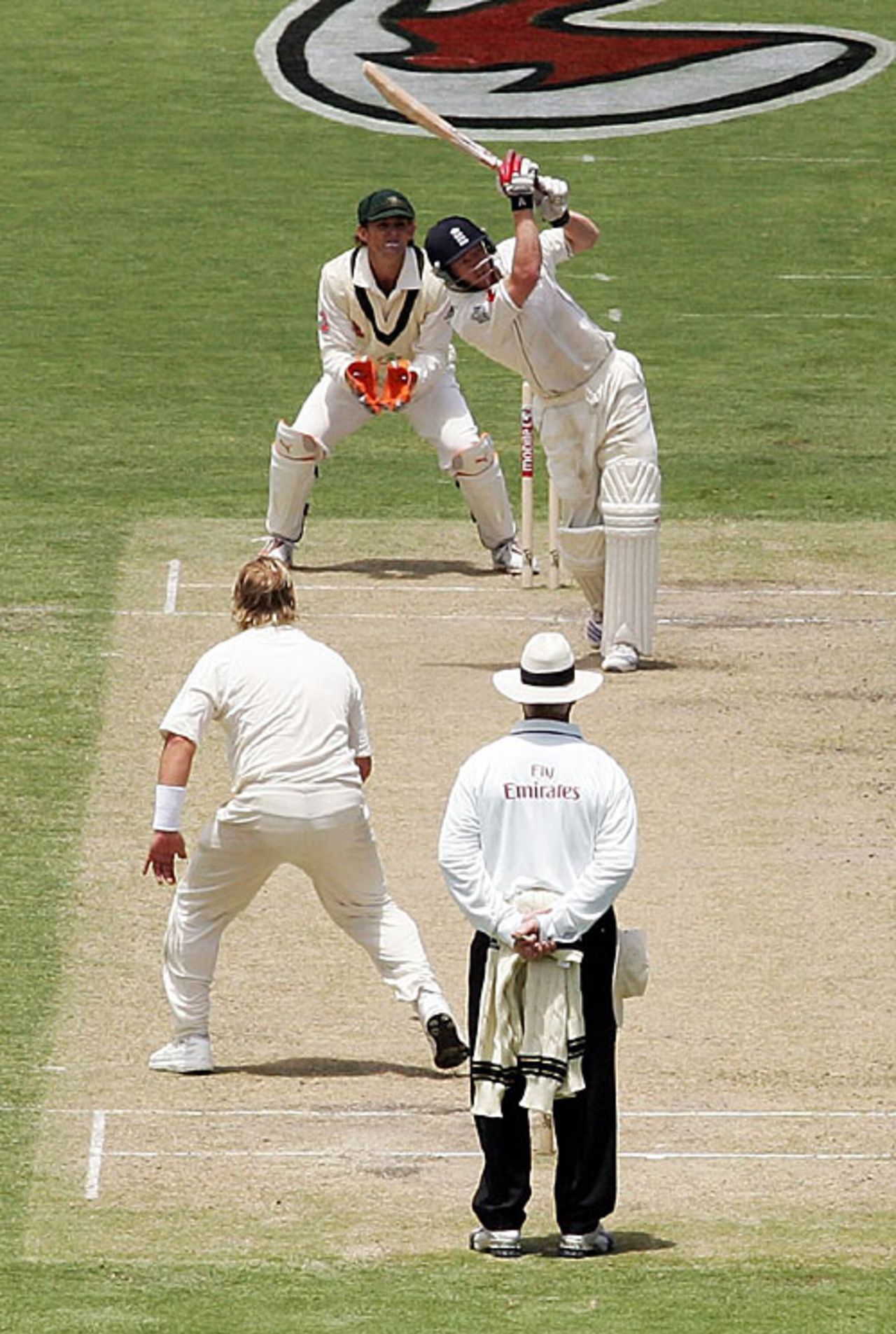 Paul Collingwood smacks Shane Warne over long on, Australia v England, 2nd Test, Adelaide, December 2, 2006