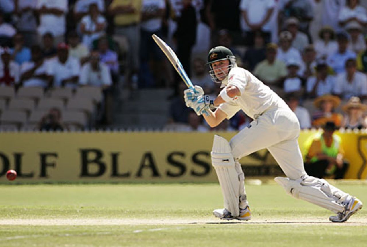 Michael Clarke pushes through midwicket, Australia v England, 2nd Test, Adelaide, December 4, 2006