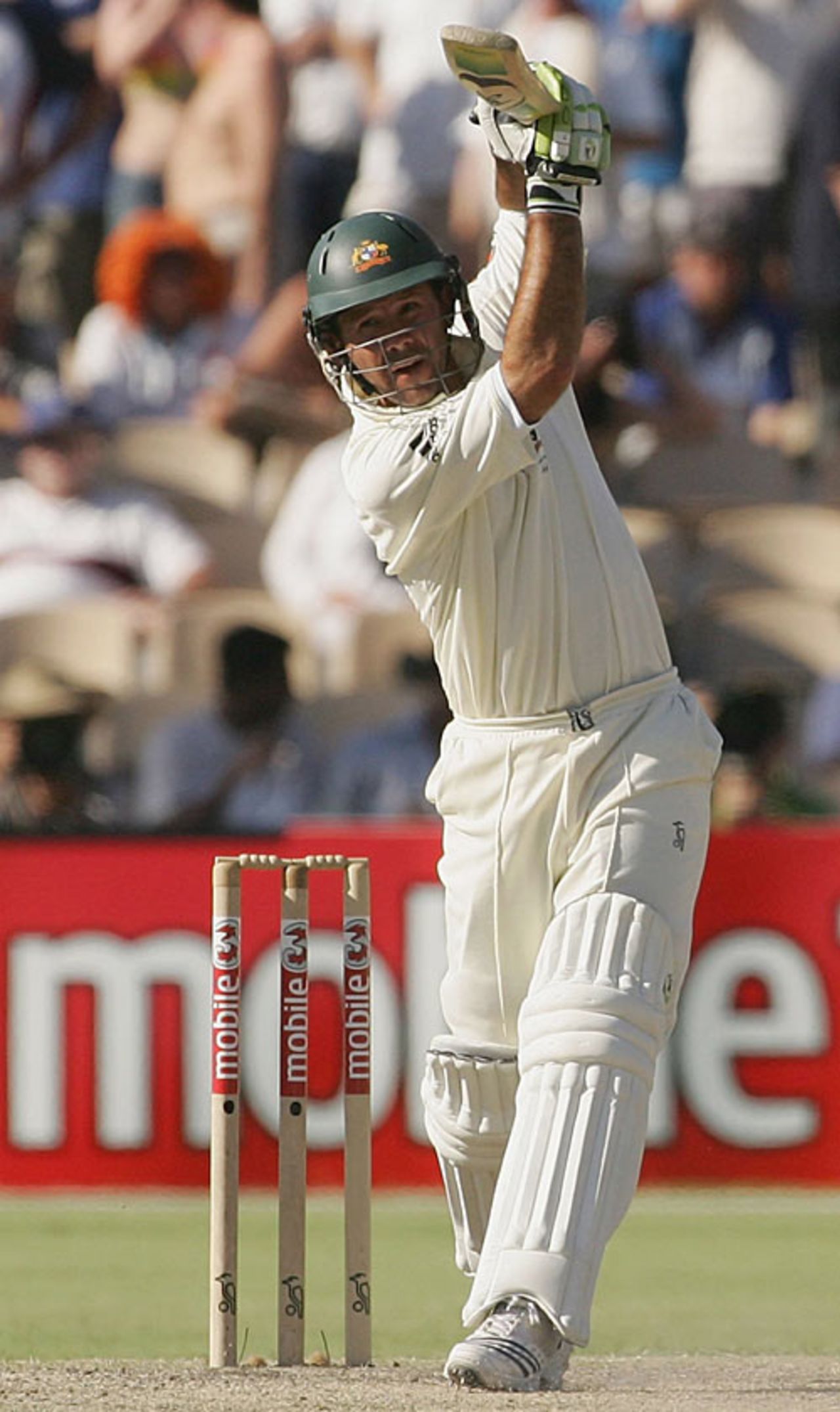 Ricky Ponting lofts one over the top during his 49, Australia v England, 2nd Test, Adelaide, December 5, 2006