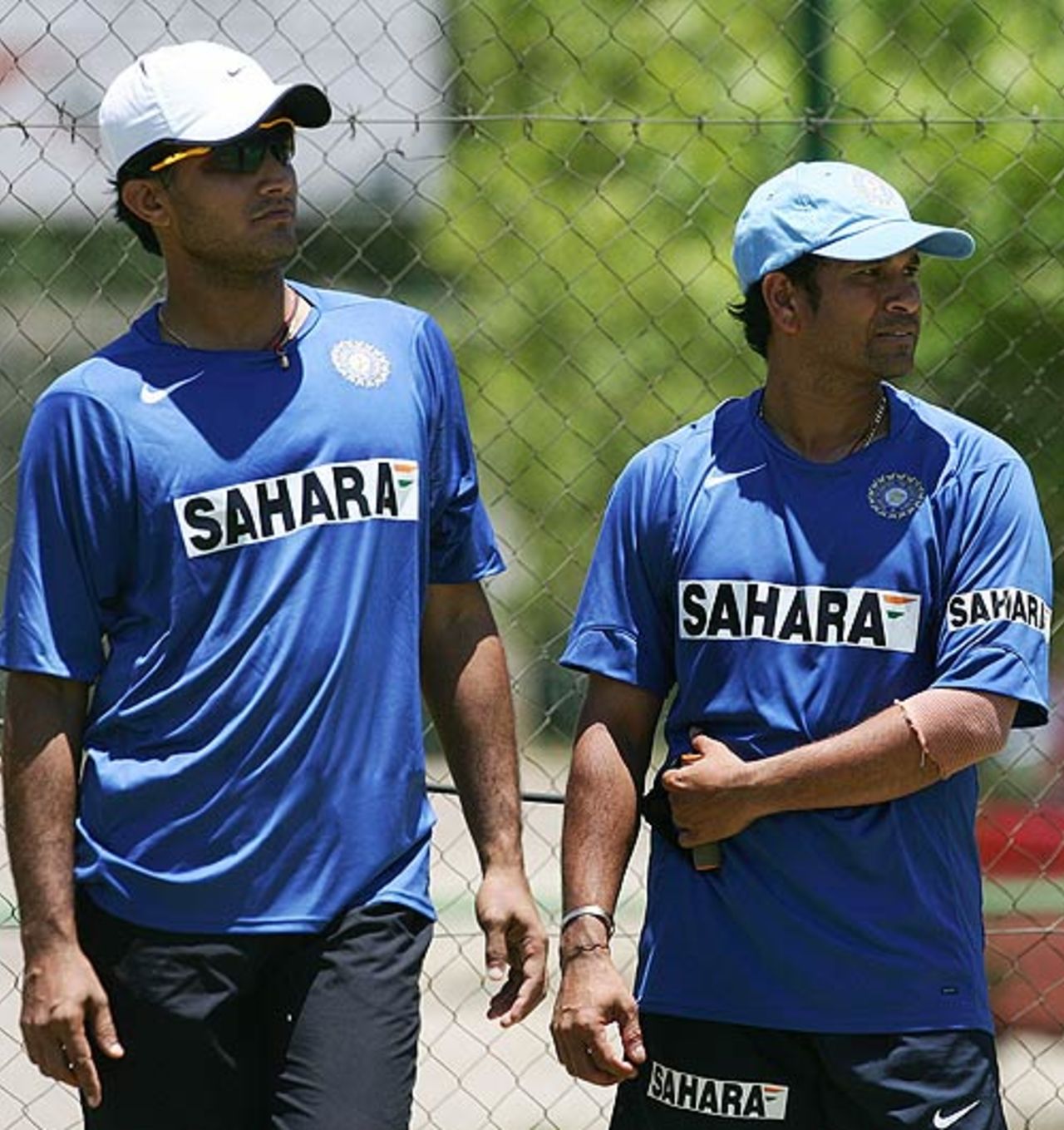 Back in the old routine: Sourav Ganguly and Sachin Tendulkar are back together in India colours again