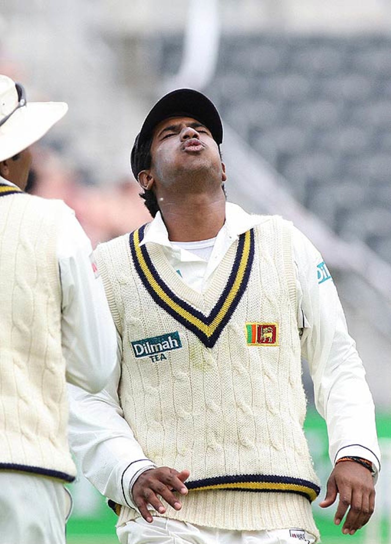 Chamara Kapugedera reacts to a no-ball catch, New Zealand v Sri Lanka, 1st Test, Christchurch, 1st day