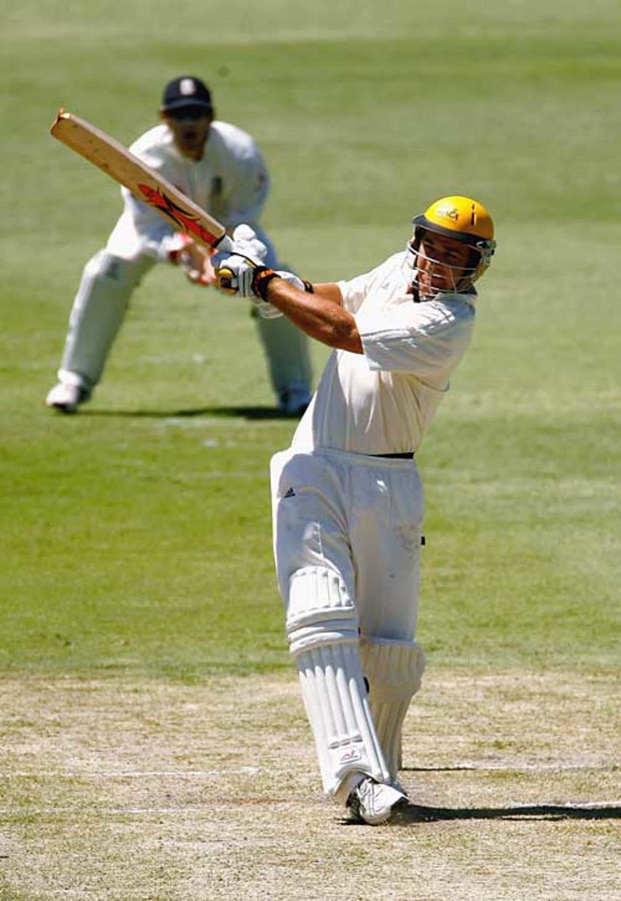 Luke Pomersbach slams another boundary to frustrate the England attack, Western Australia v England XI, Perth, December 9, 2006