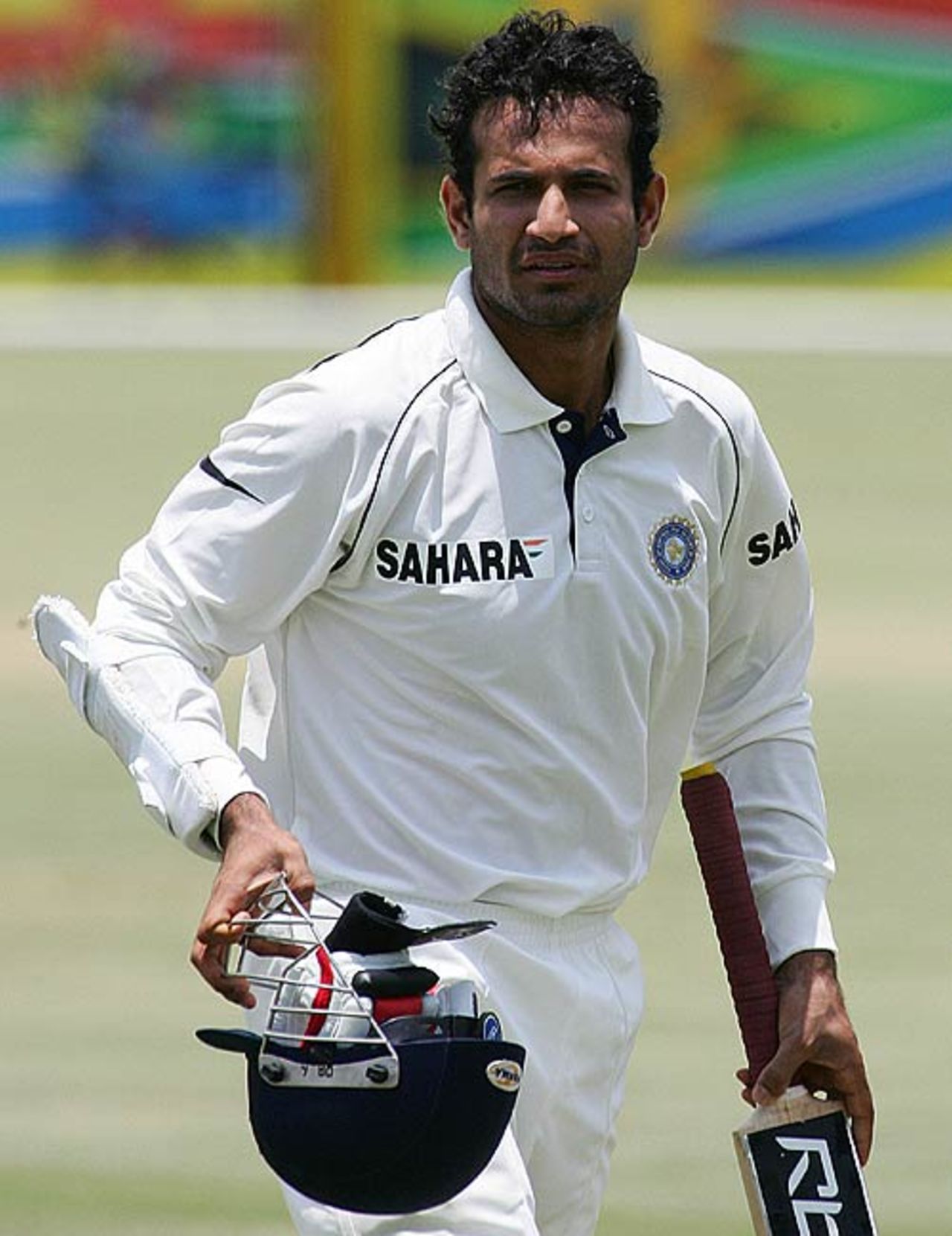 Irfan Pathan walks back after another impressive performance with the bat, Rest of South Africa v Indians, Potchefstroom, 3rd day, December 9, 2006