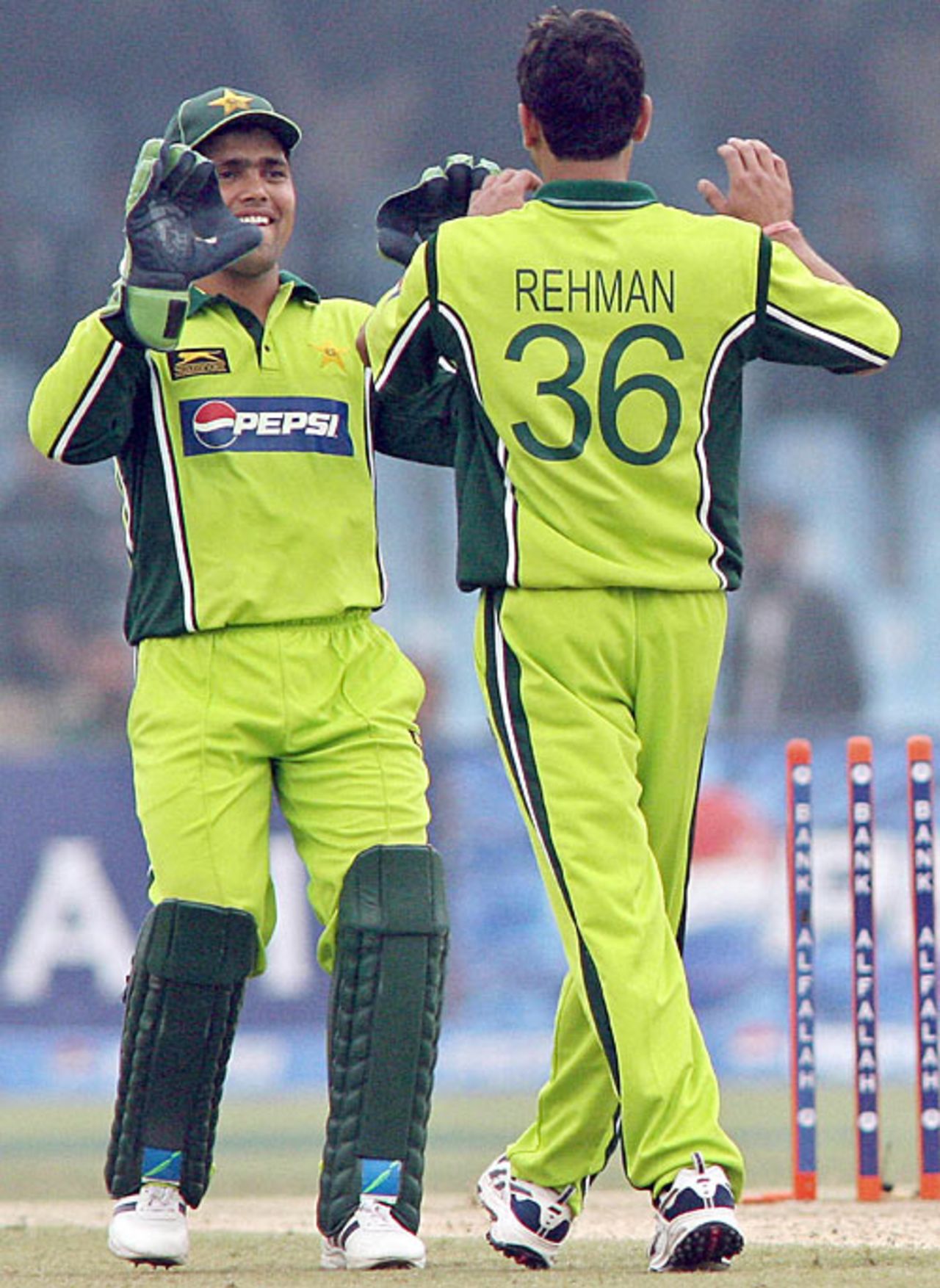 Abdur Rehman celebrates another wicket, Pakistan v West Indies, 3rd ODI, Lahore, December 10, 2006