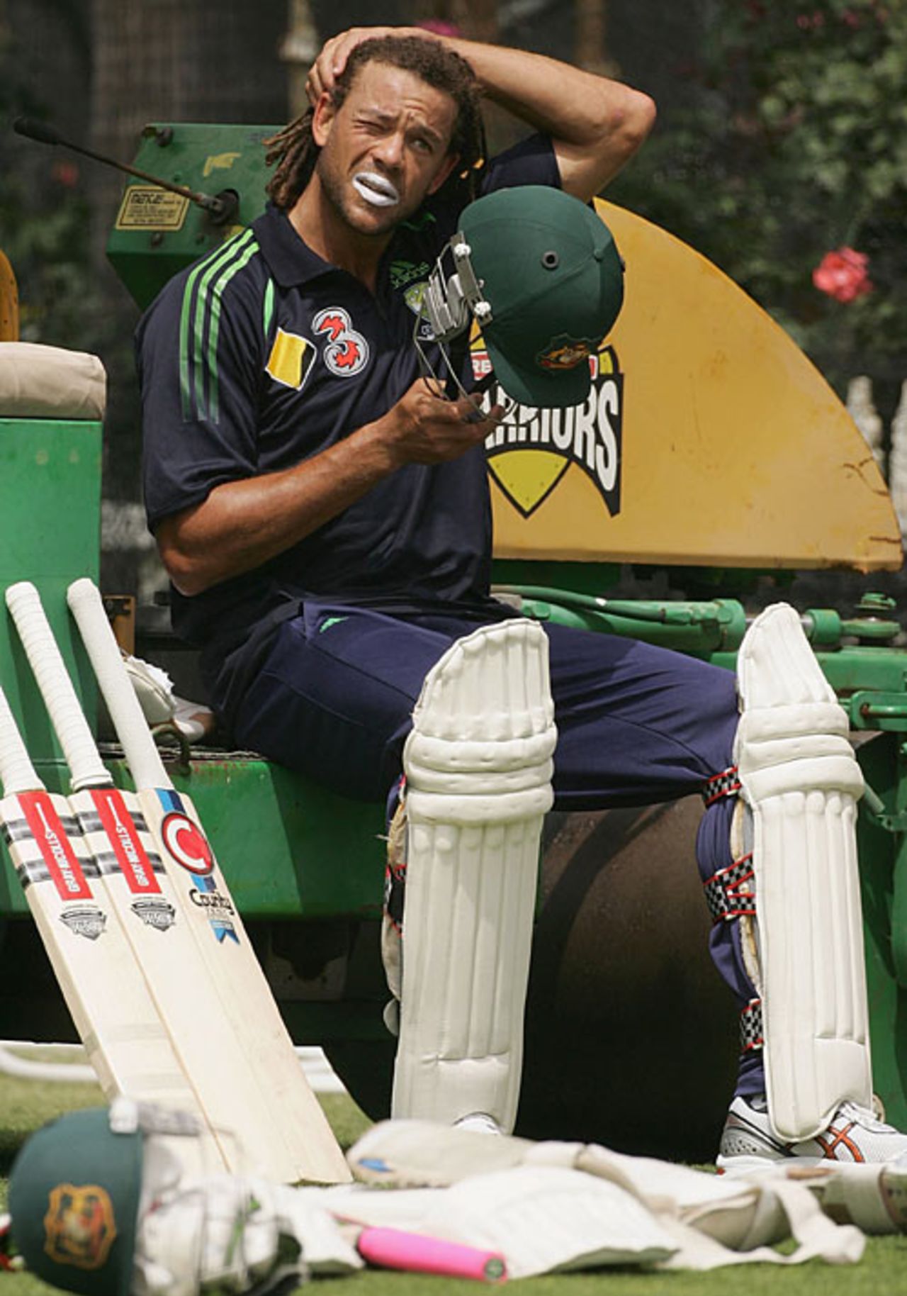 Andrew Symonds waits for his turn in the nets ahead of the third Test, Perth, December 11, 2006