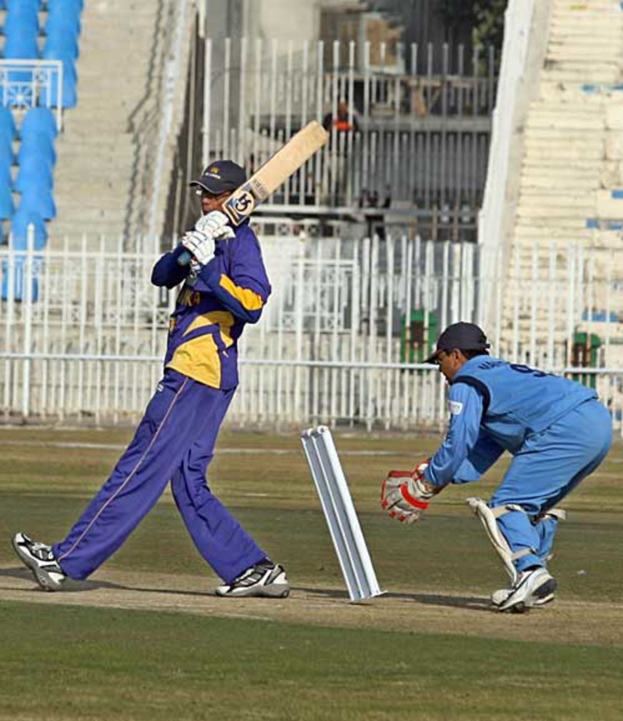 Sri Lanka batsman S Chandana Kumara is stumped during the Blind World Cup, Sri Lanka v India, Blind World Cup, Rawalpindi, December 12, 2006