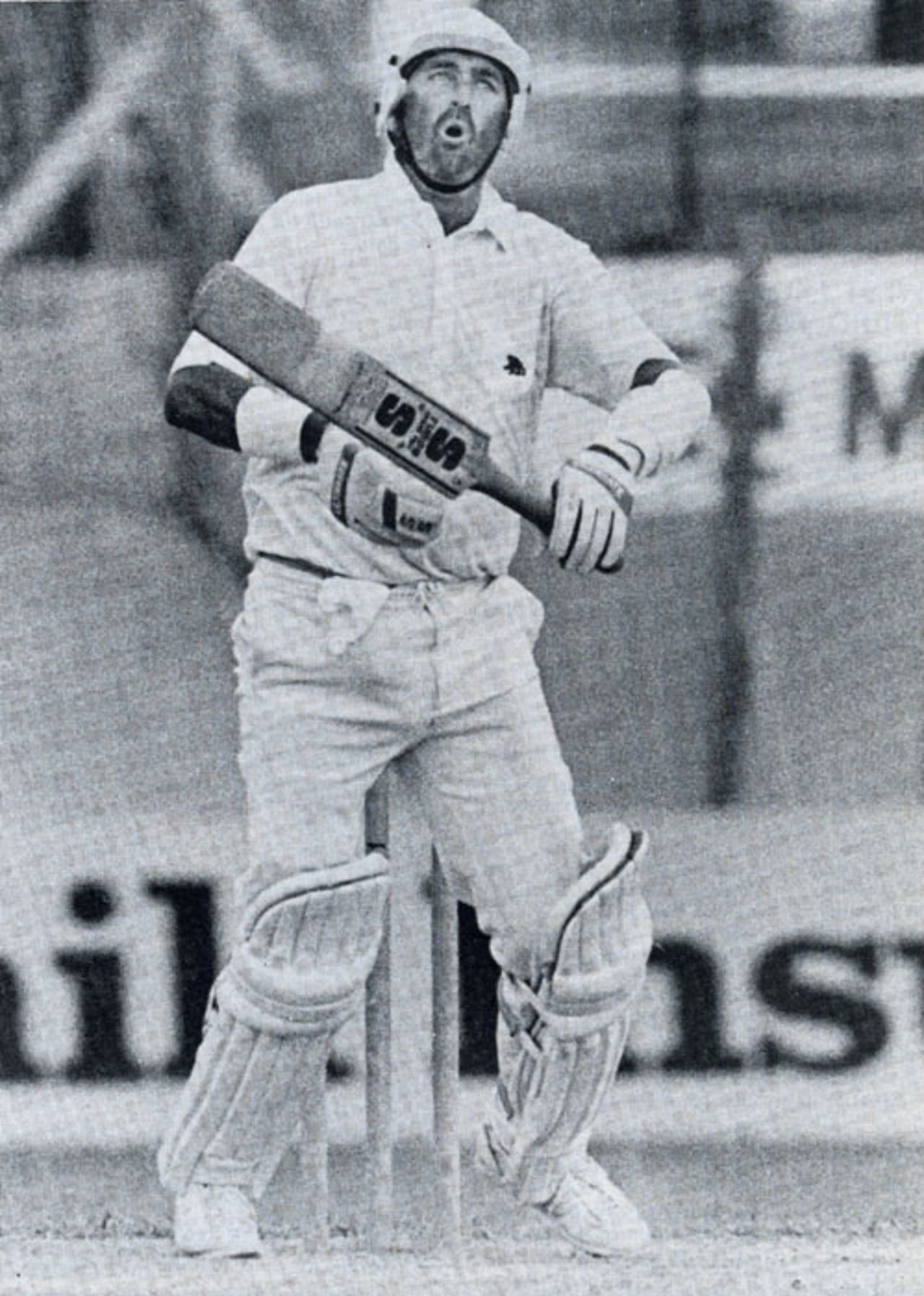 Graham Gooch recoils in pain after having his hand broken by Ezra Moseley, West Indies v England, 3rd Test, Trinidad, March 28, 1990