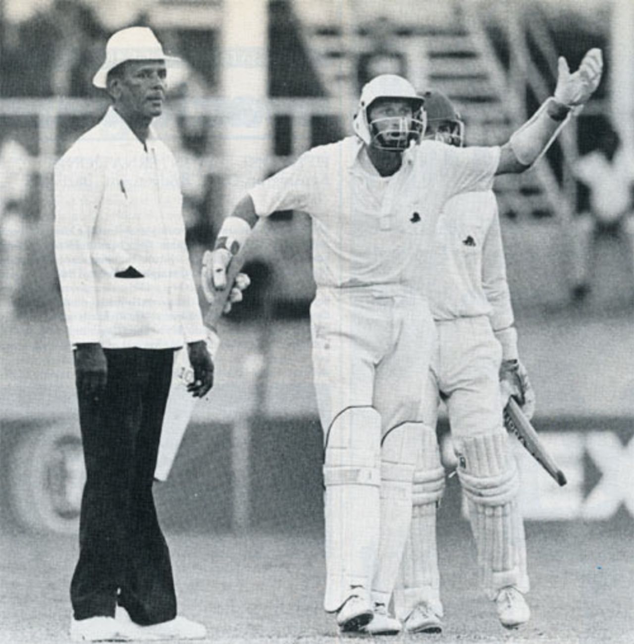 David Capel seeks instructions as to whether he should come in for bad light, West Indies v England, 3rd Test, Trinidad, March 28, 1990